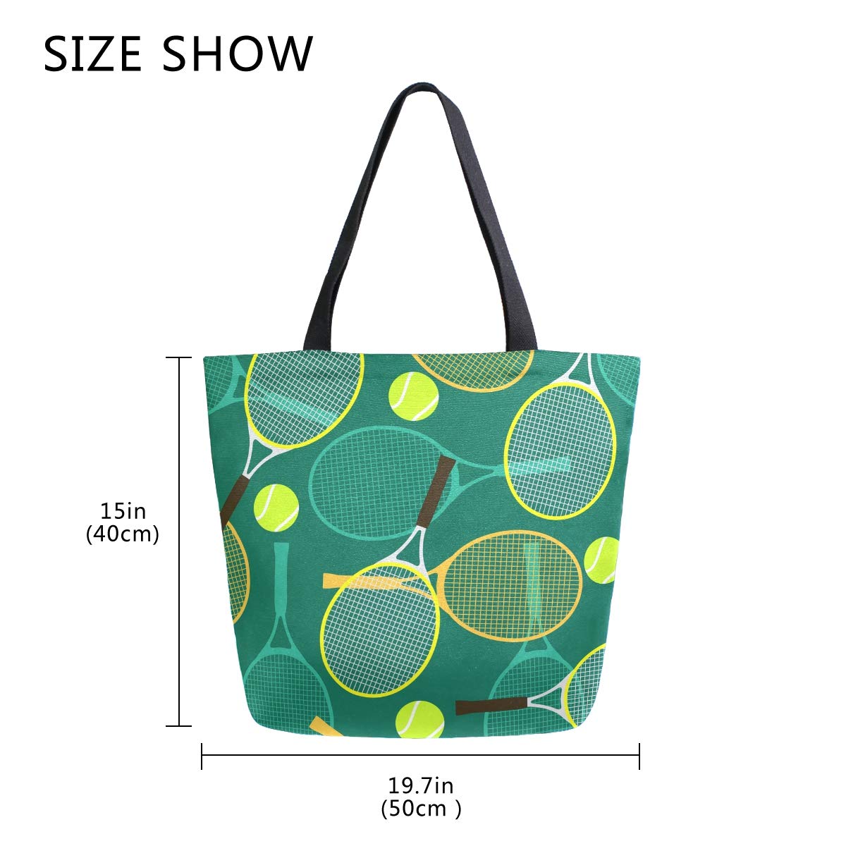 ALAZA Women's Tennis Canvas Tote Bag - Stylish Shoulder Handbag for Work, Shopping & Gym - Durable Casual Purse for Everyday Use, Commuting & Travel Accessories