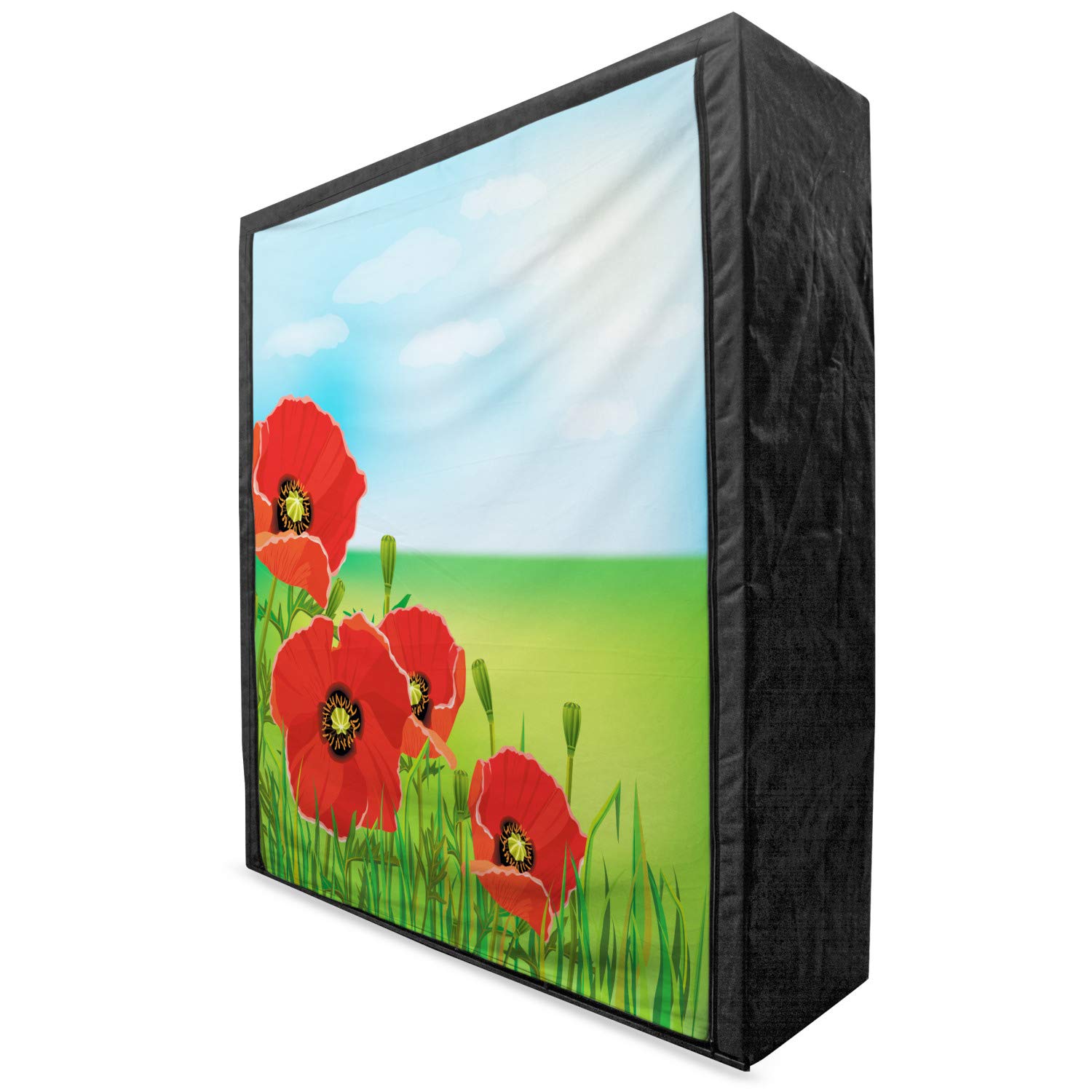 Ambesonne Poppy Flower Portable Fabric Wardrobe with Shelves - 59