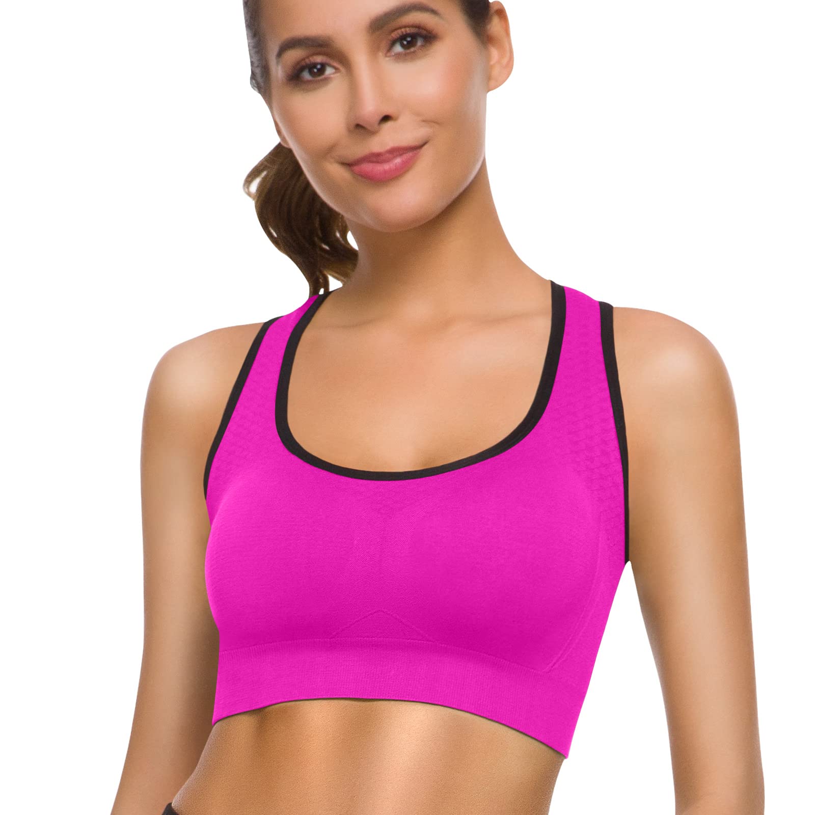 TOBWIZU Women's Medium Support Sports Bras with Pocket - Yoga, Gym & Workout Activewear for Running, Fitness & Training