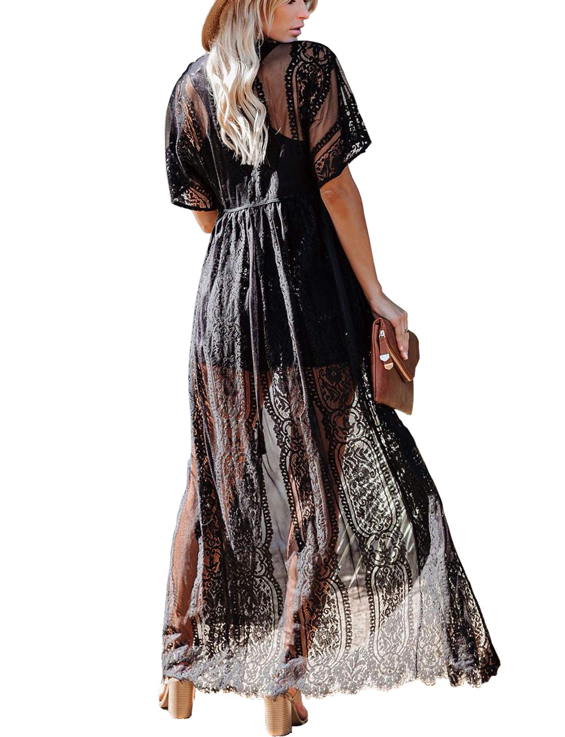 MayBuy Women's Summer Long Flowy Kimono Cardigans - Boho Chiffon Beach Cover Up Tops for Vacation, Pool Party & Casual Outfit