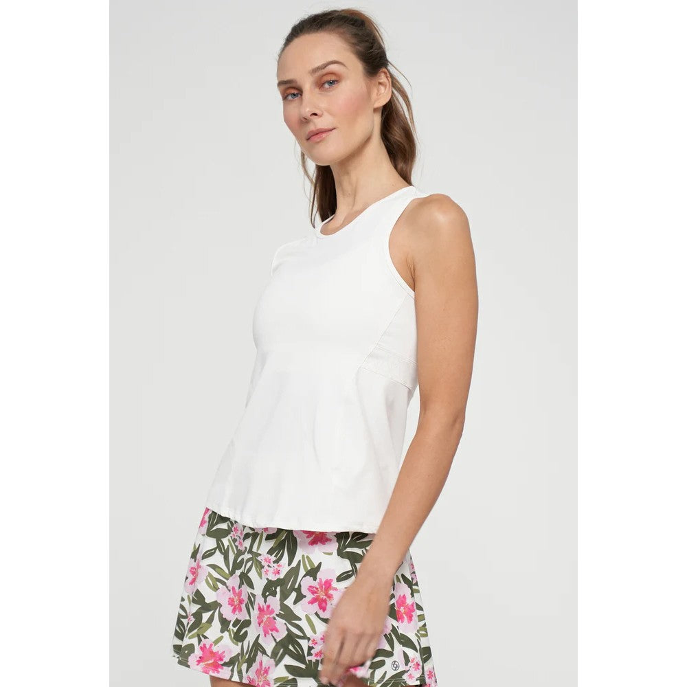 Lija Women's Don't Stop Me Now Spice Tank Top - White | Workout & Yoga Essential | Perfect for Gym, Running & Active Lifestyle