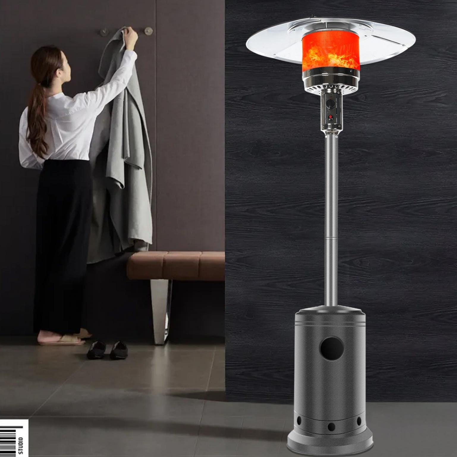Sanamity 46,000 BTU Propane Gas Heater - Indoor Outdoor Patio Heater for Garage, Deck & Backyard | Portable Gas Fireplace for Camping, Picnics & Winter Heating