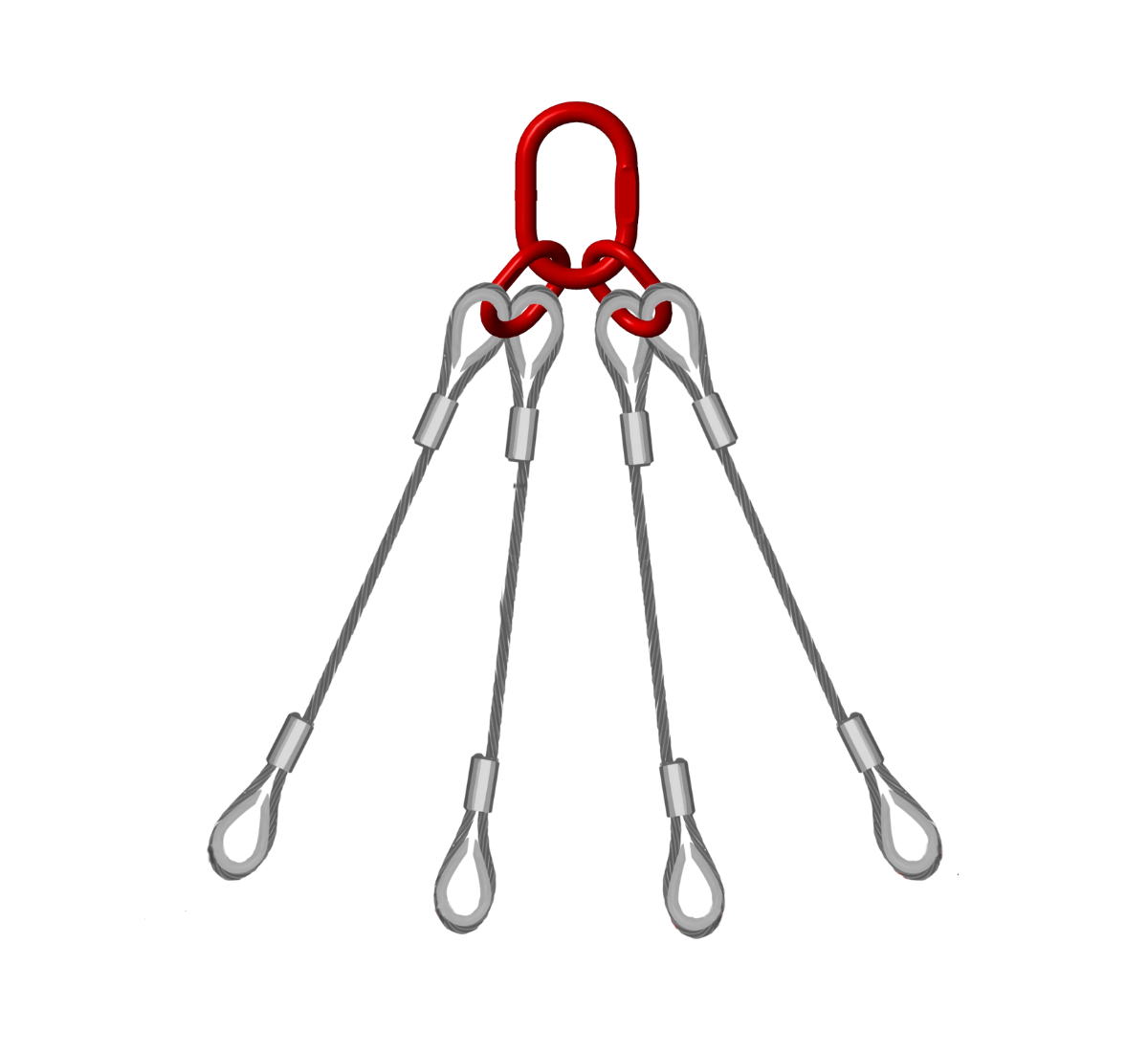 5mm 4-Leg Wire Rope Sling - 0.6 Ton Capacity - Heavy Duty Lifting Equipment for Construction, Marine & Industrial Use