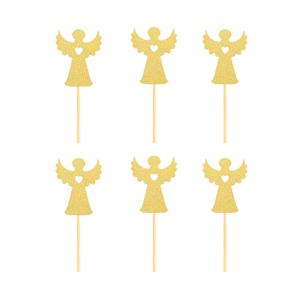 24pcs AMOSFUN Baptism Cupcake Toppers - Angel & Fairy Cake Decorations for Christian Baby Shower, Christening Party, First Communion Celebrations - Perfect for Dessert Table Decor and Religious Events