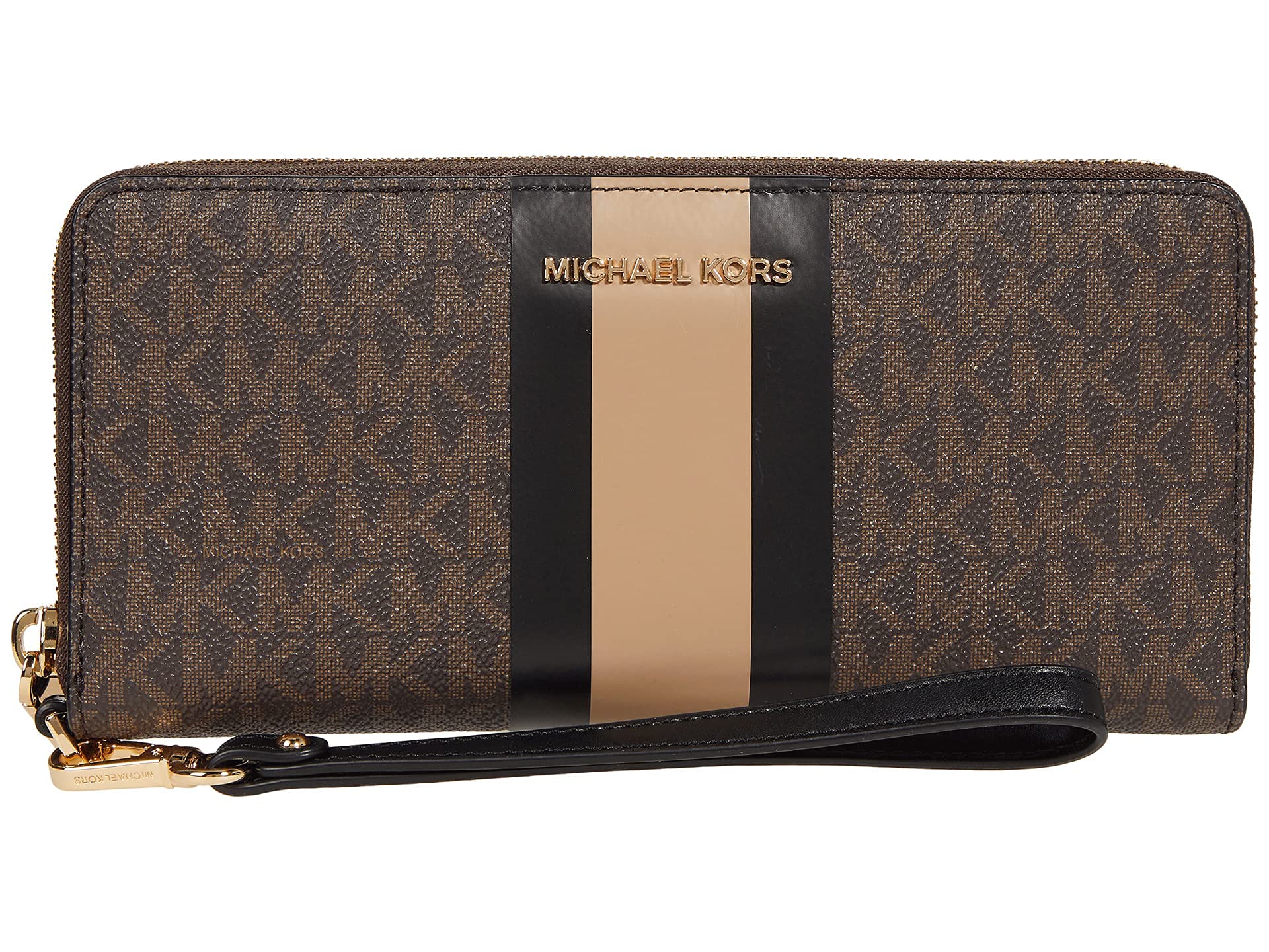 Michael Kors Jet Set Travel Continental Wallet - Black & Camel Crossbody Bag for Women | RFID Protection, Multiple Card Slots | Perfect for Travel, Shopping & Everyday Use