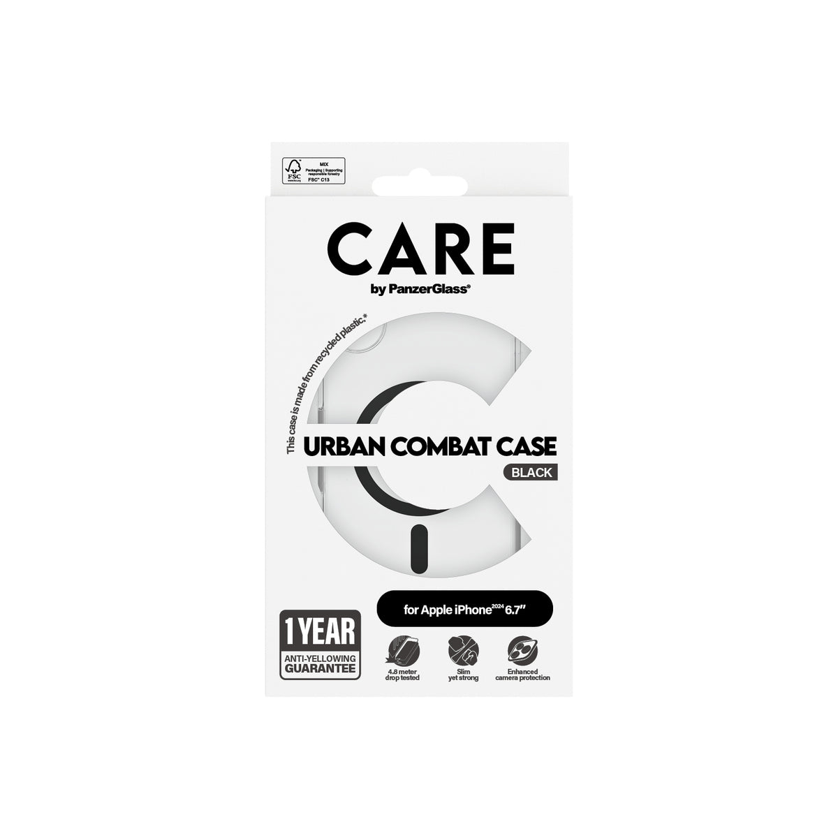 Premium CARE by Panzer MagSafe Compatible iPhone 16 Plus Case - Shockproof Protective Cover with Military-Grade Drop Protection | Perfect for Outdoor Adventures, Work & Daily Use (Black)