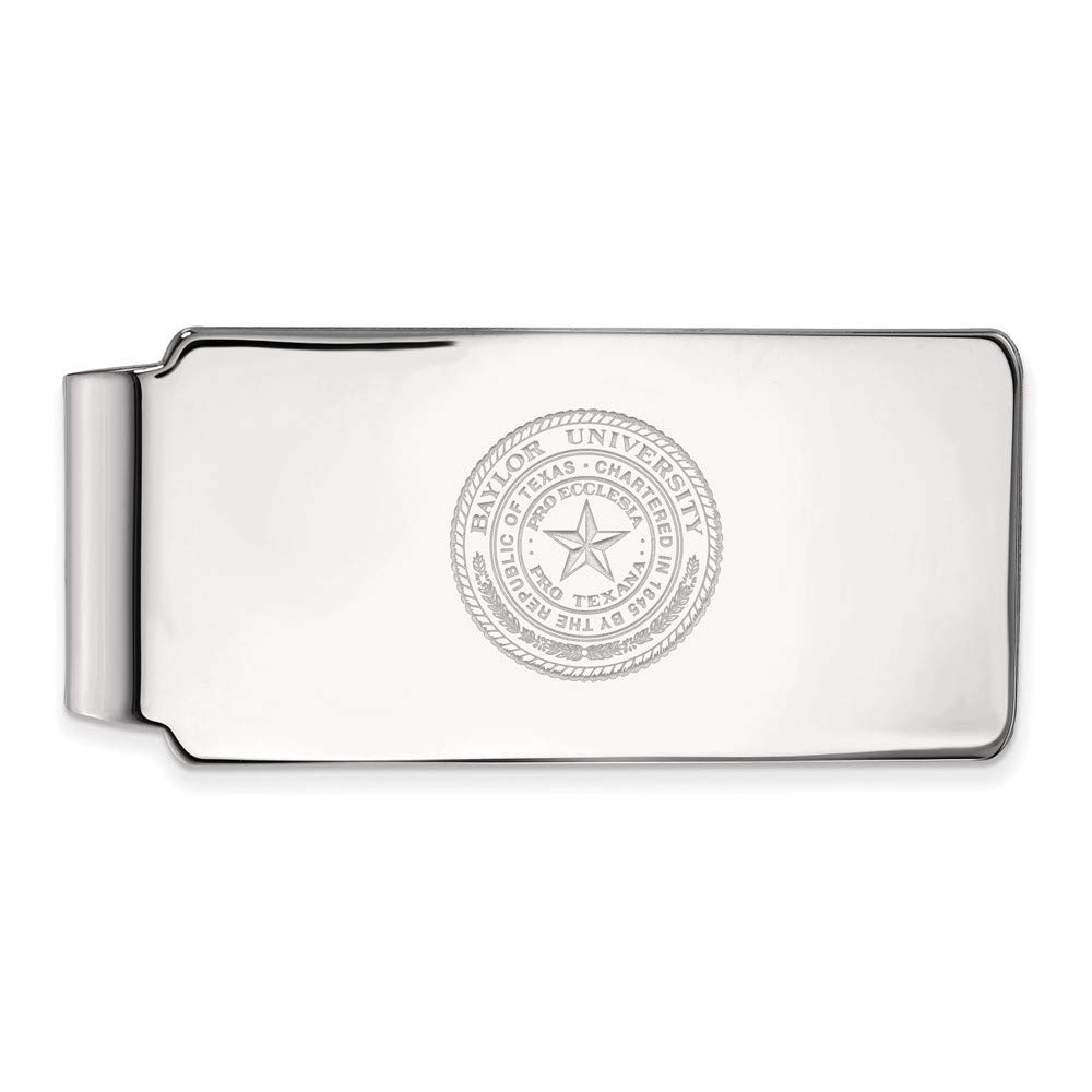 Baylor Money Clip Crest in Sterling Silver - Slim & Elegant Wallet Accessory for Men - Perfect for Cash, Cards & ID | Gift for Graduation, Wedding & Business Professionals
