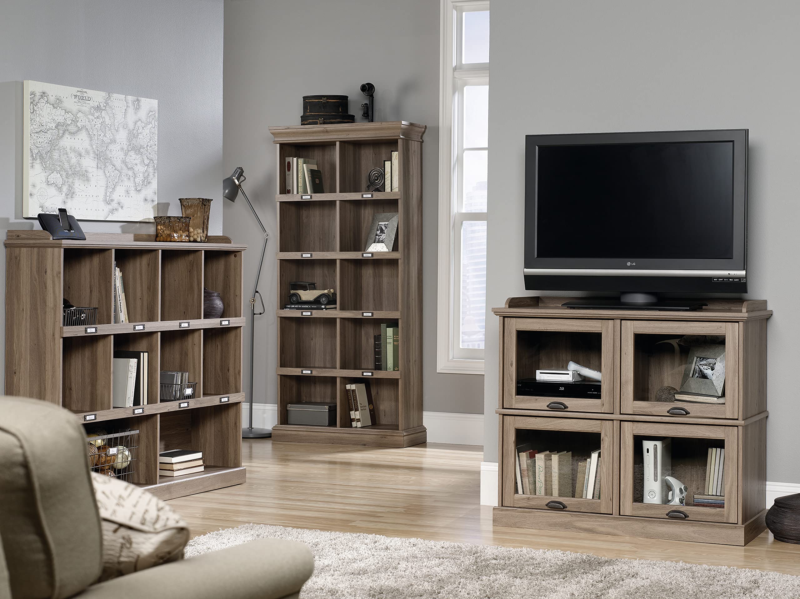 Sauder Barrister Lane Cubby Bookcase - Stylish Cube Storage Organizer for Home & Office - Modern Bookshelf with Multiple Compartments - Perfect for Living Room, Bedroom, or Study Organization