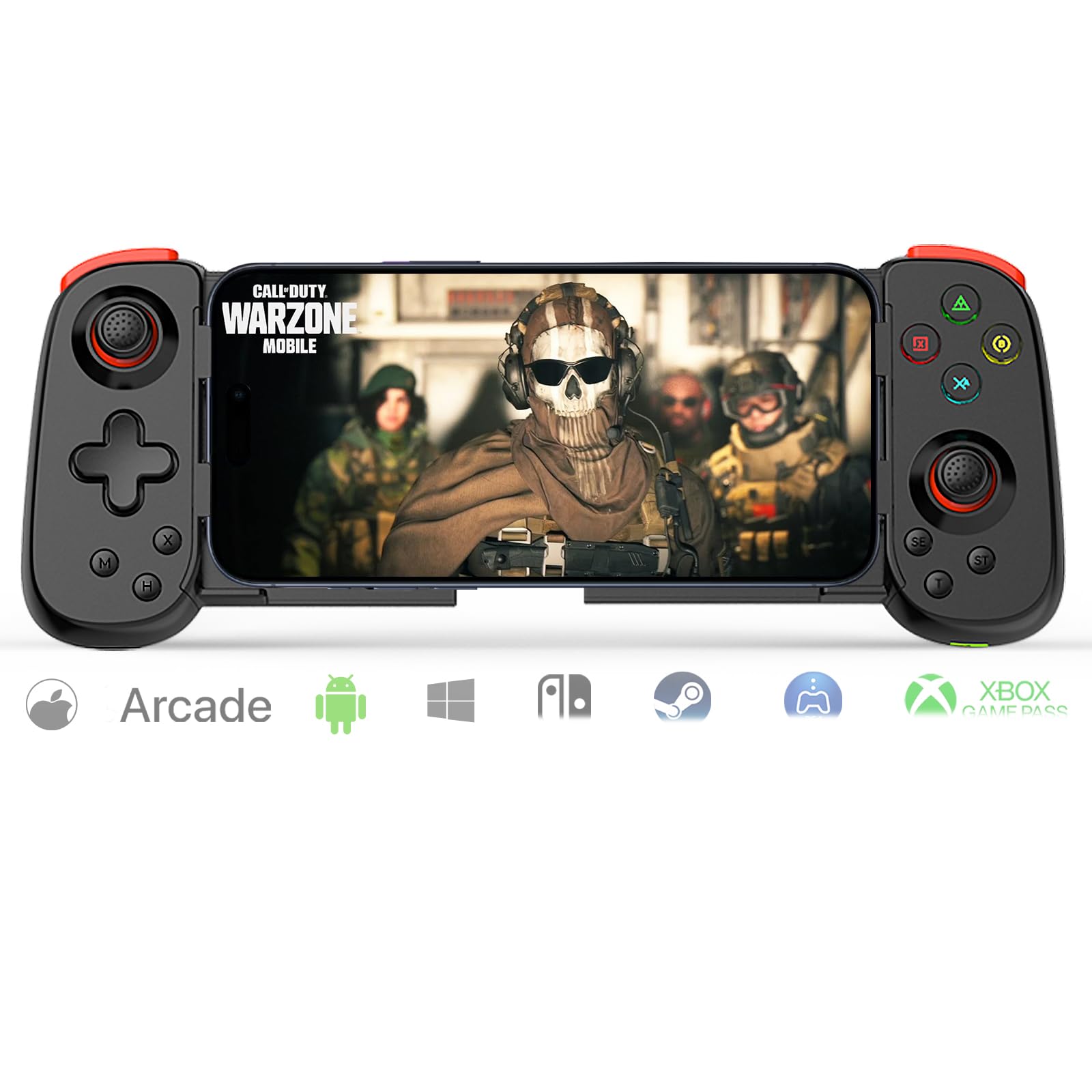Wireless Mobile Game Controller for iPhone 16/15/14/iPad & Galaxy S24/23/22/Android - Compatible with Xbox Cloud Gaming, PS Remote Play, Call of Duty Warzone Mobile, Genshin Impact, Roblox & Diablo - Perfect for Cloud Gaming & Mobile Gaming on the Go
