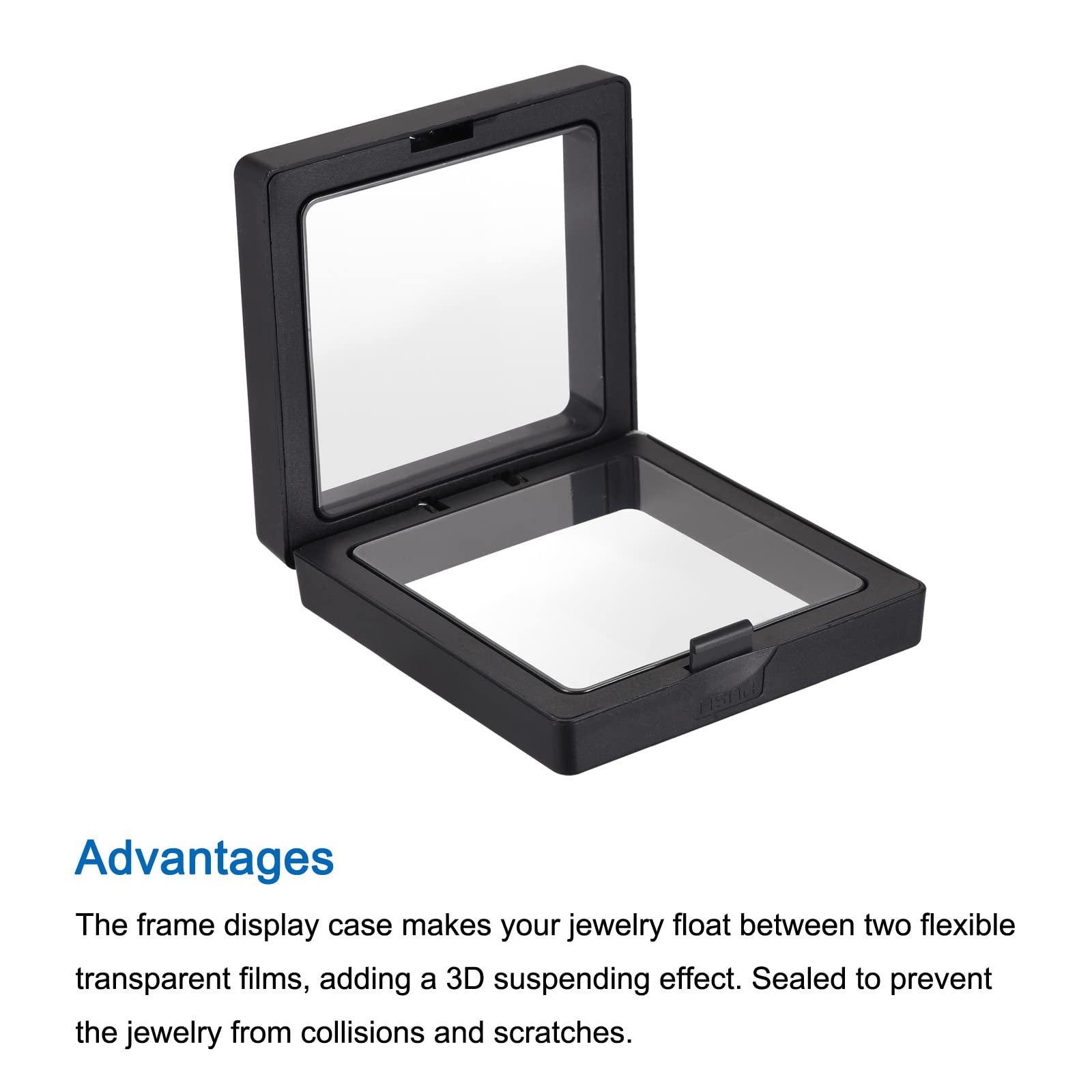 3D Floating Frame Jewelry Display Stand - 1.97 x 1.97 x 0.79 Inch Black Acrylic Holder for Rings, Necklaces, Bracelets & Earrings (Pack of 20) - Perfect for Retail Stores, Boutiques & Wedding Ring Displays