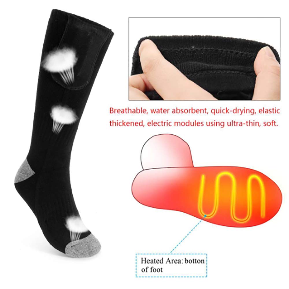 Electric Heated Socks for Men & Women - Battery Powered Thermal Winter Socks with Adjustable Heat - Perfect for Skiing, Hiking & Cold Weather Outdoor Activities (Black)