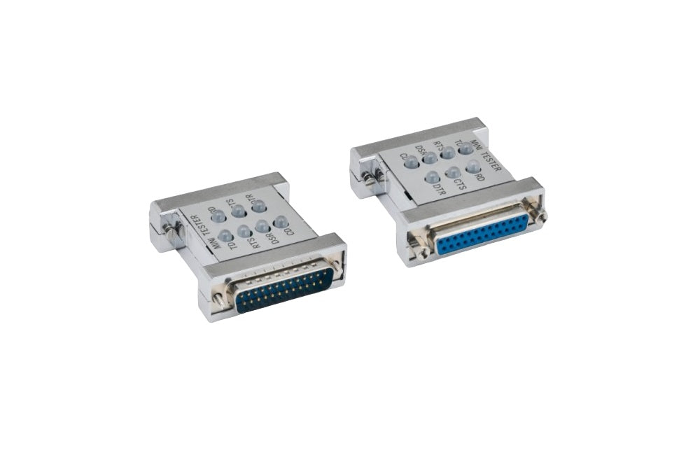 RS 232 Serial Port Tester - DB25 Male to Female Mini Tester for Serial Communication - Perfect for Computer Networking, Industrial Equipment & Electronics Testing (1PC/Pack)