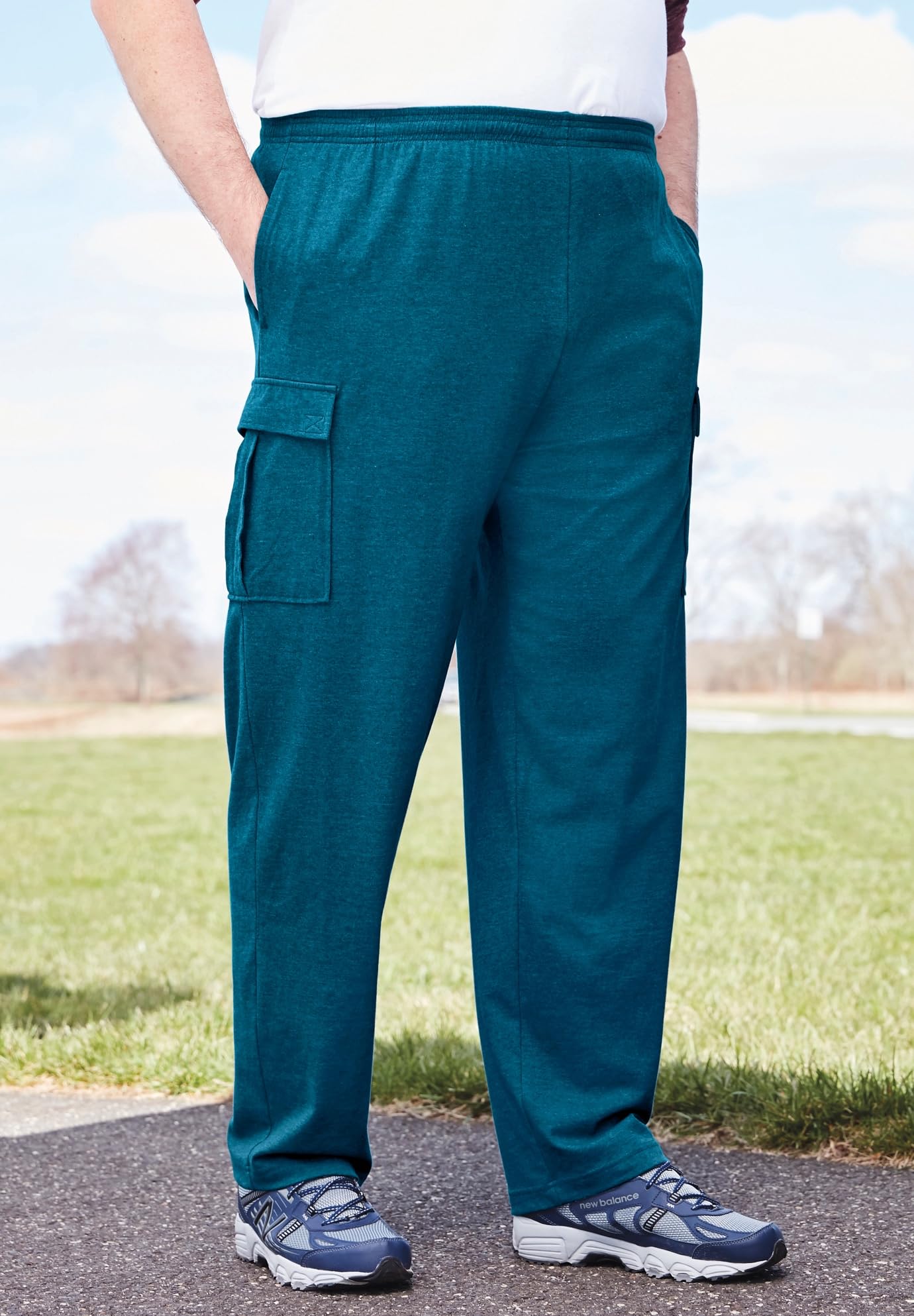 KingSize Men's Big & Tall Lightweight Jersey Cargo Sweatpants - Comfortable Lounge & Workout Pants for Casual Wear & Gym