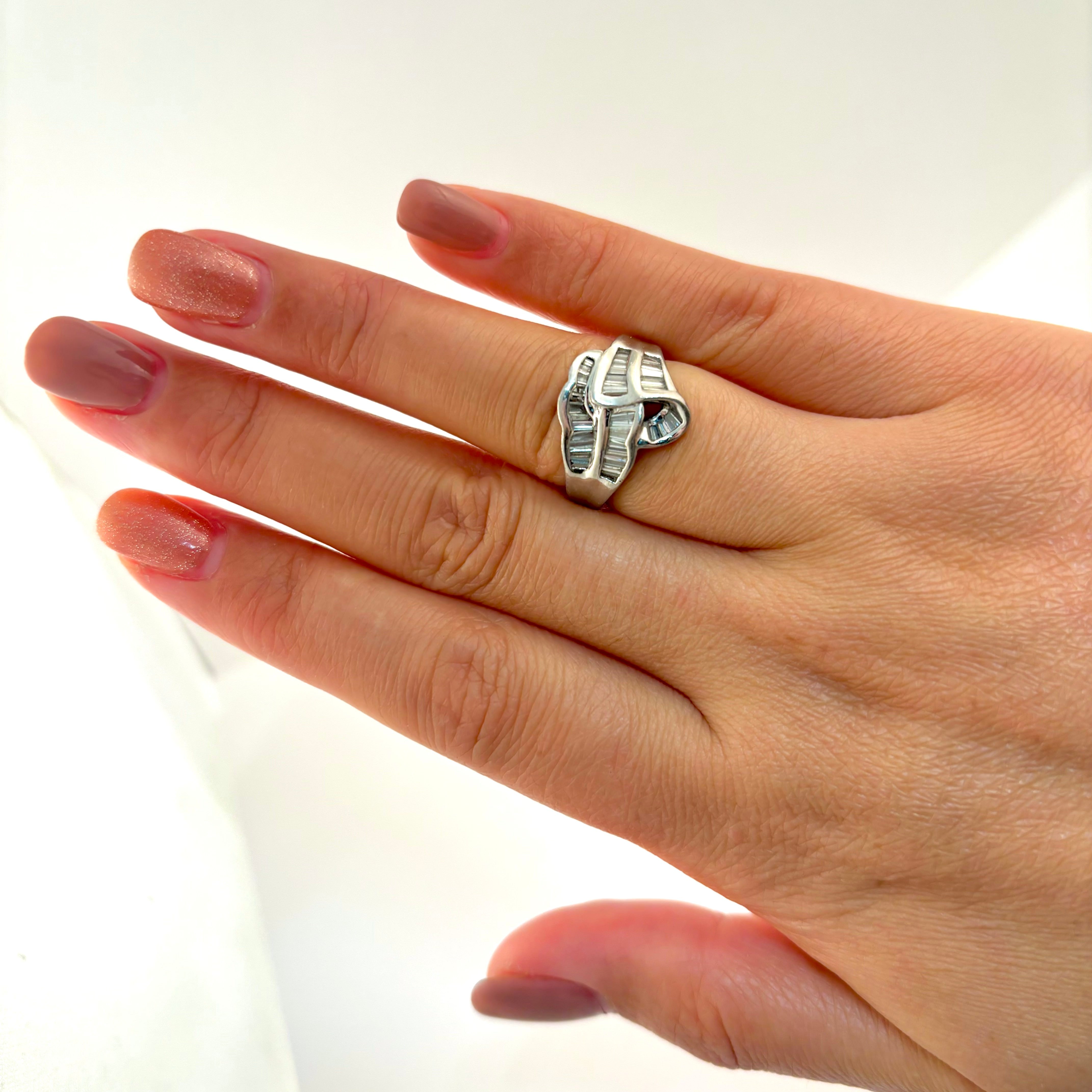 Platinum Diamond Ring for Women - 0.84 Carat Total Weight (CTW) - Size 5.5 - Elegant Wedding, Engagement & Anniversary Jewelry Gift