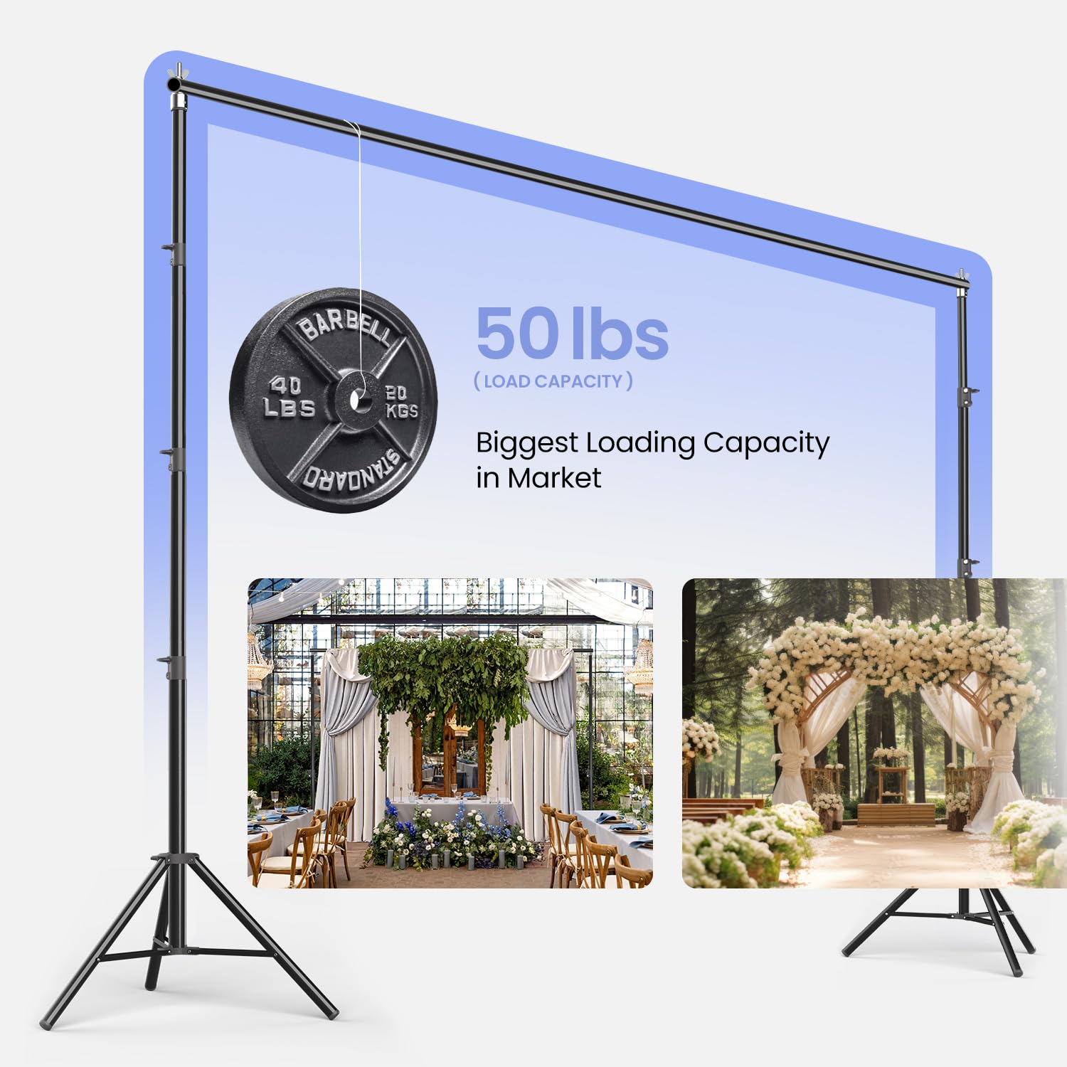 LimoStudio (Upgraded Super Duty) 12.5 x 10 ft Professional Photography Backdrop Stand - Heavy Duty Adjustable Background Support System with Enhanced Stability for Studio, Portrait, and Event Photography - No Bending No Shaking Strong Metal Poles - AGG3002