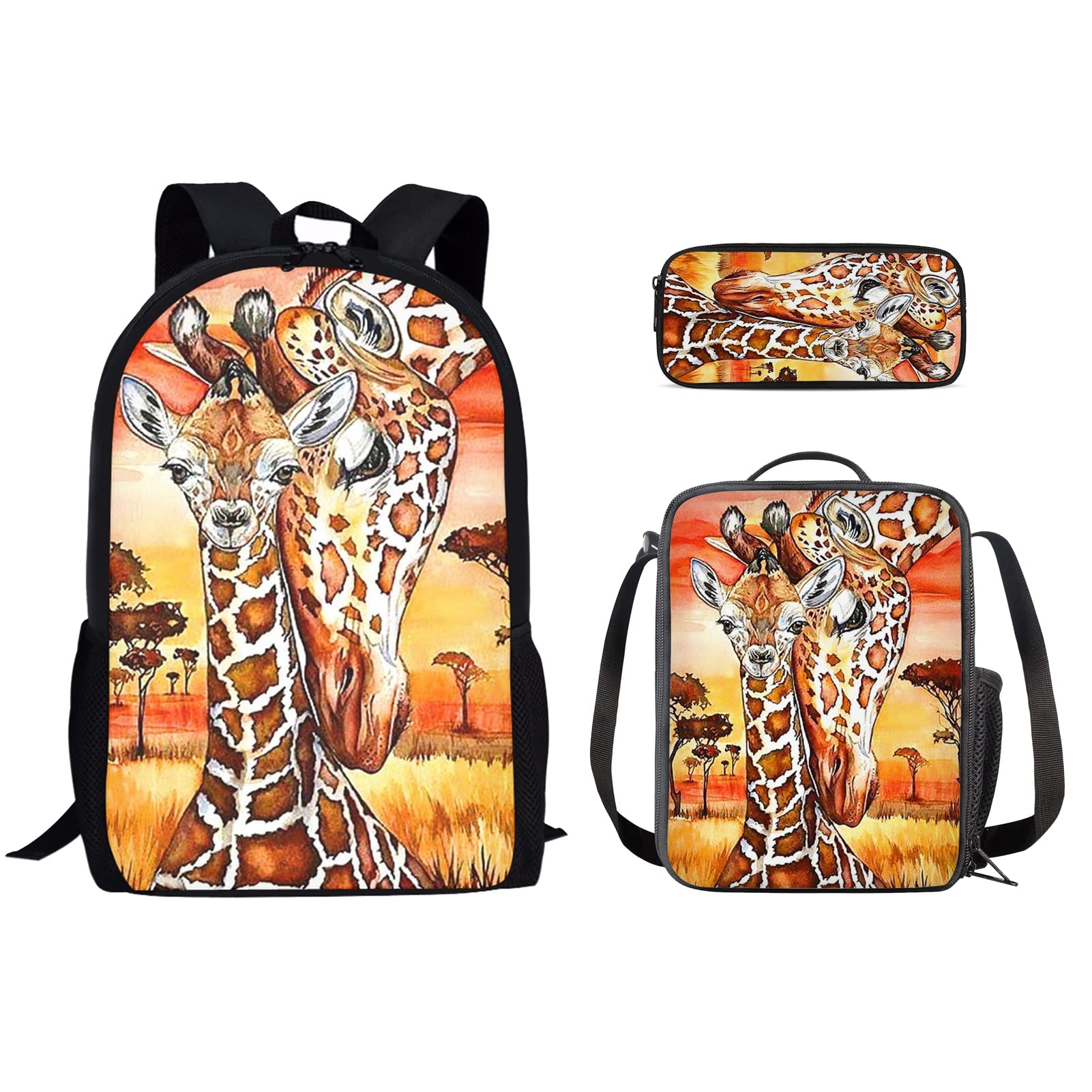 HUGS IDEA 3-Piece Kids Backpack Set with Insulated Lunch Bag & Pencil Case - School Supplies for Boys Girls, Durable Bookbag for Elementary Students, Perfect for Classroom, Daycare & Outdoor Activities