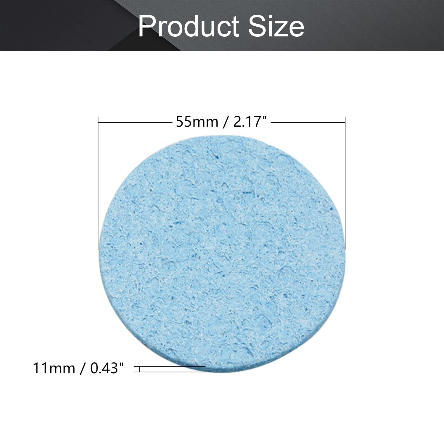 Bettomshin 10Pcs Blue Round Soldering Sponge 55mmx55mmx11mm - High Heat Resistant Cleaning Pads for Soldering Iron Tips, Welding Tools Maintenance - Perfect for Electronics Repair, DIY Projects & Circuit Board Soldering