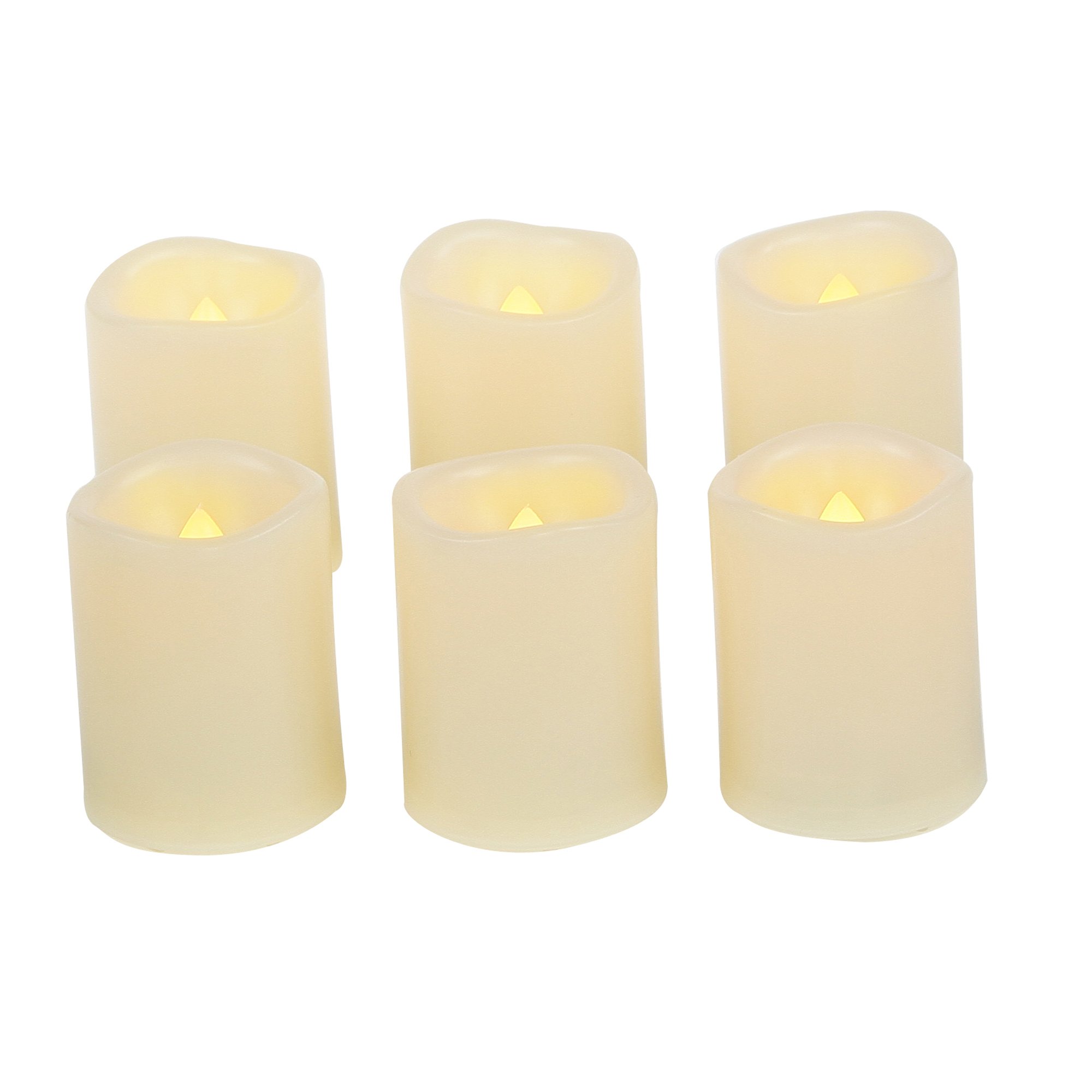 Flameless LED Battery Operated Votive Candles with Timer - 6 Pack Flickering Plastic Votive Lights for Home Decor, Wedding, Christmas, Halloween - Perfect for Centerpieces, Pumpkin Displays & Outdoor Garden Lighting (Batteries Included)