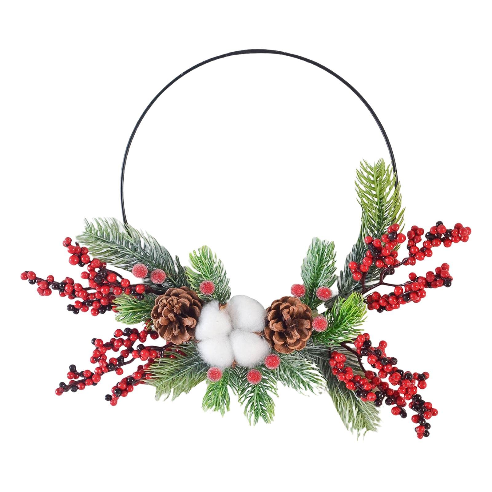 Milageto Round Floral Wreath - Pine Berry Door Decor for Home & Parties