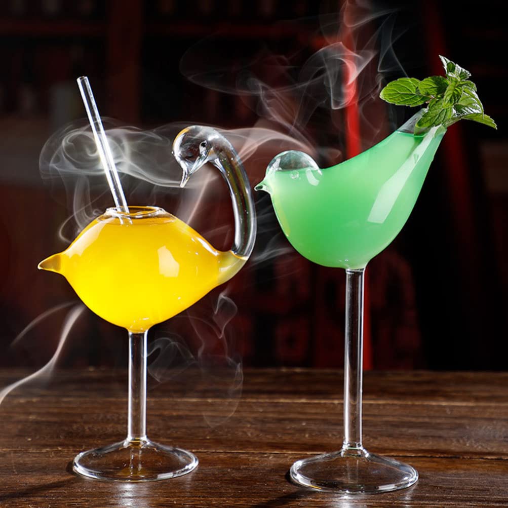 Yardwe 4-Piece Clear Glass Cocktail Cups - Elegant Bird Design Whiskey, Margarita & Aperitif Glasses for Bar, Pub, Kitchen, Party & Wedding - Perfect for Flamingo-Themed Events & Home Entertaining