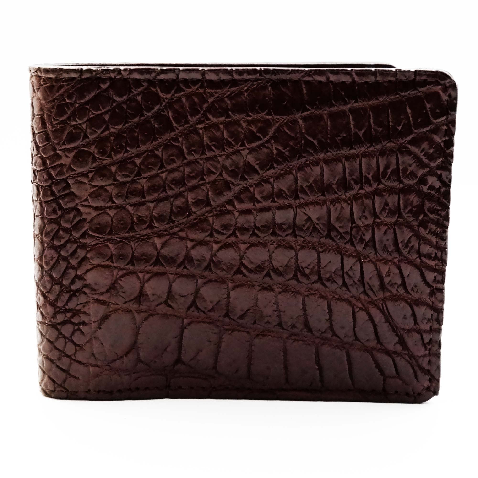 Genuine Brown Crocodile Leather Men's Bi-Fold Wallet - Premium Slim RFID Blocking Wallet for Everyday Carry & Gift Giving