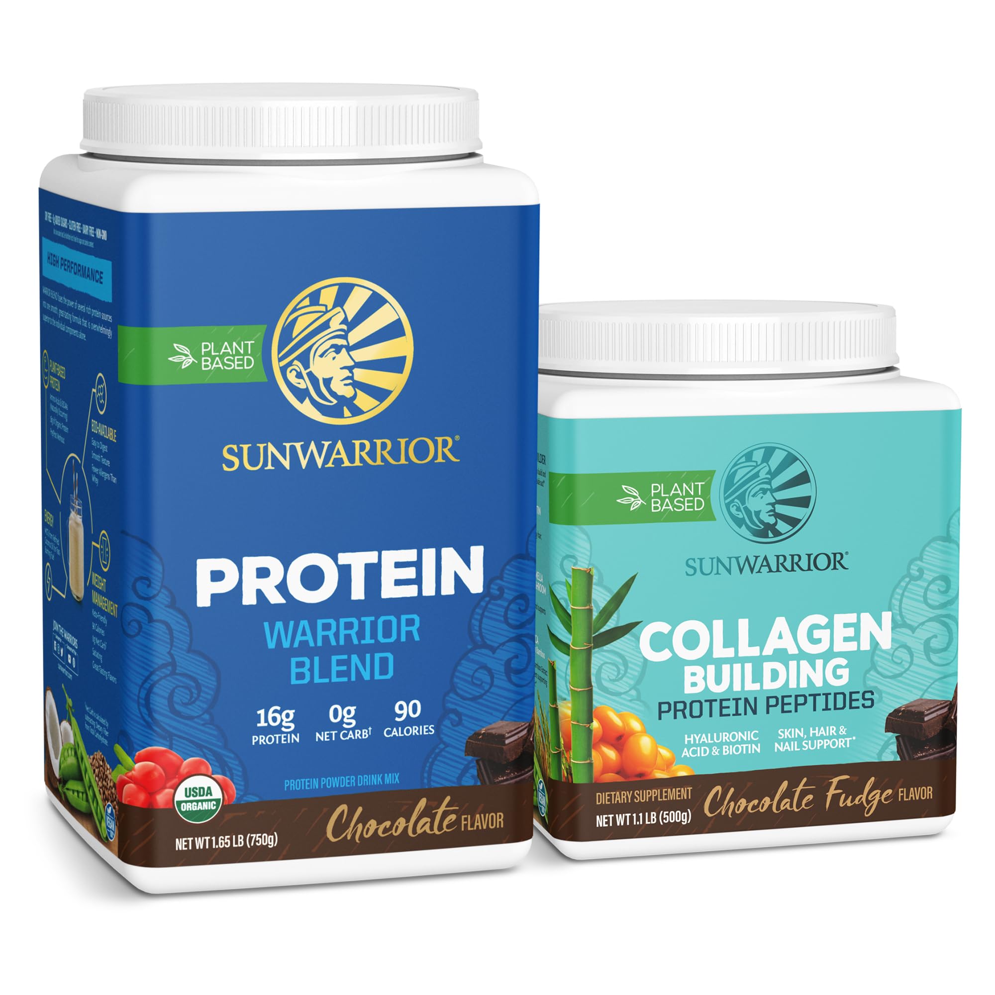 Sunwarrior WarriorBlend Vegan Protein Powder & Collagen Peptides - Plant-Based Vanilla Protein Supplement (30 Servings + 20 Servings) for Muscle Recovery, Post-Workout & Daily Nutrition
