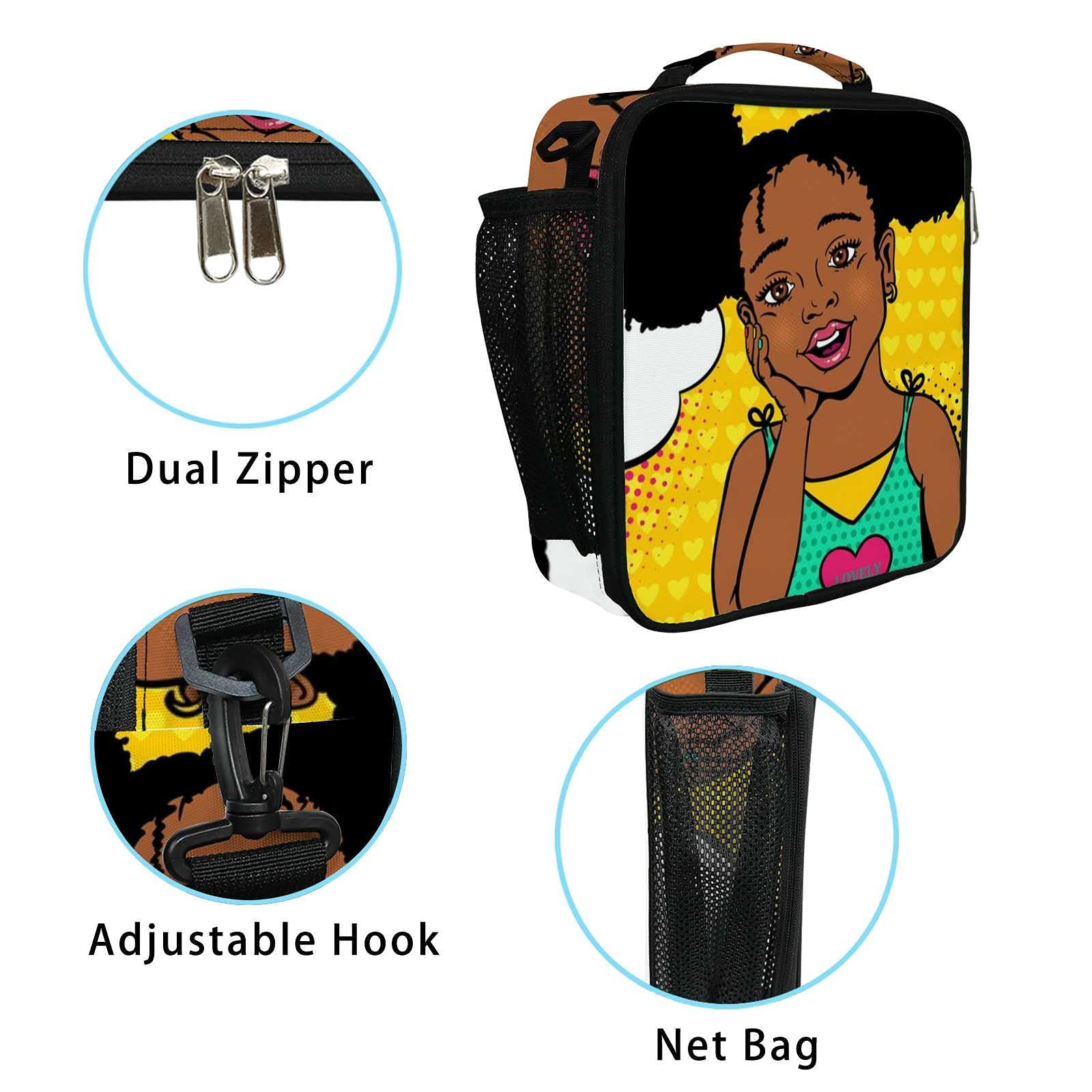 Vantaso Insulated Lunch Bag for Kids & Women - Leakproof Cooler Tote for School, Work, Picnic & Travel - African Print Design for Girls & Teens - Perfect for Daily Meals, Beach Trips and Outdoor Activities