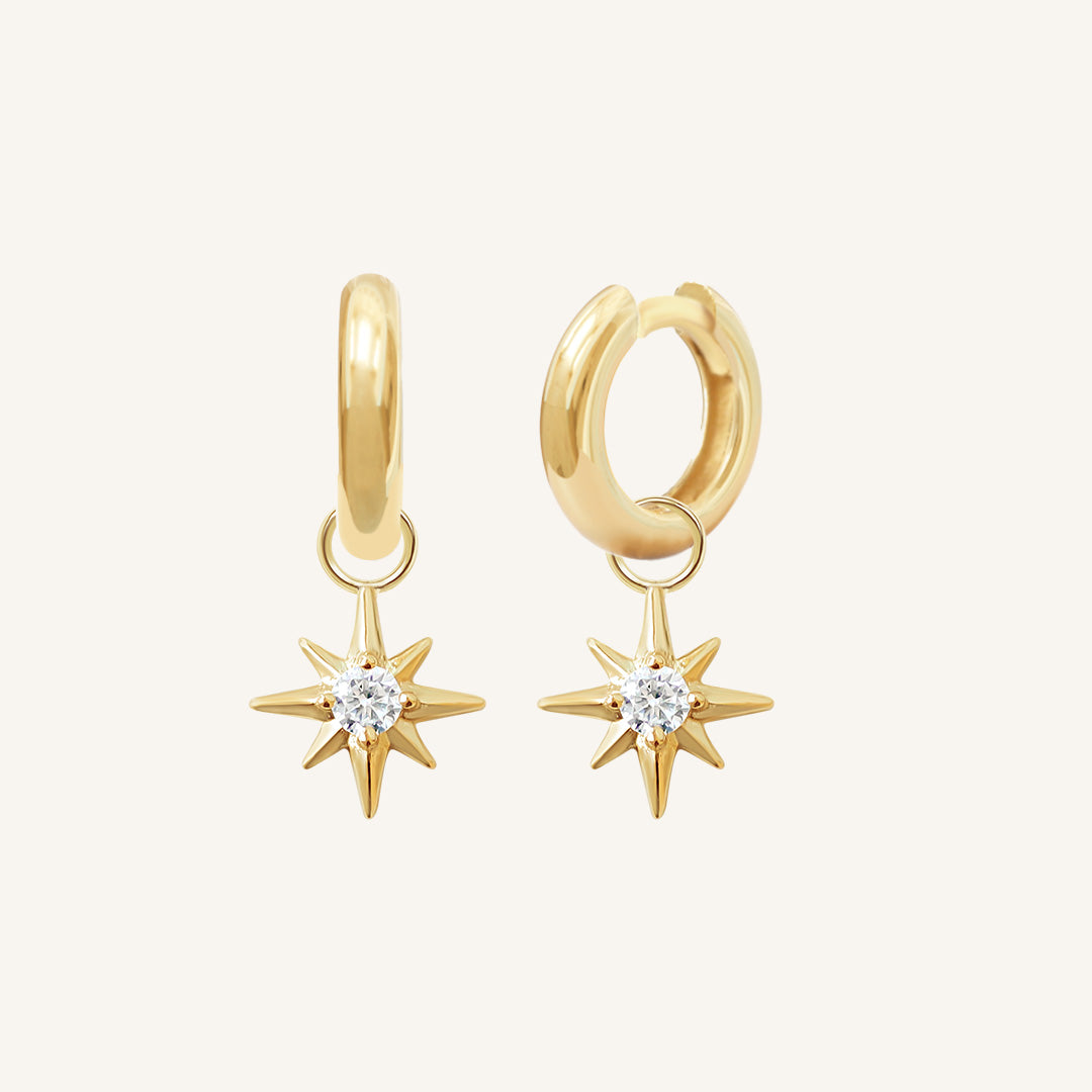 Contentment Star Plain Hoops - Minimalist Sterling Silver Earrings for Women | Everyday Wear, Gift Giving & Special Occasions