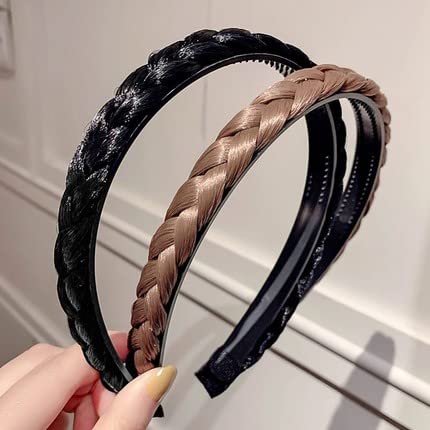 Vintage Braided Headband for Women & Girls - Retro Wig Headband Hair Accessory - Perfect for Cosplay, Halloween, Parties & Daily Fashion