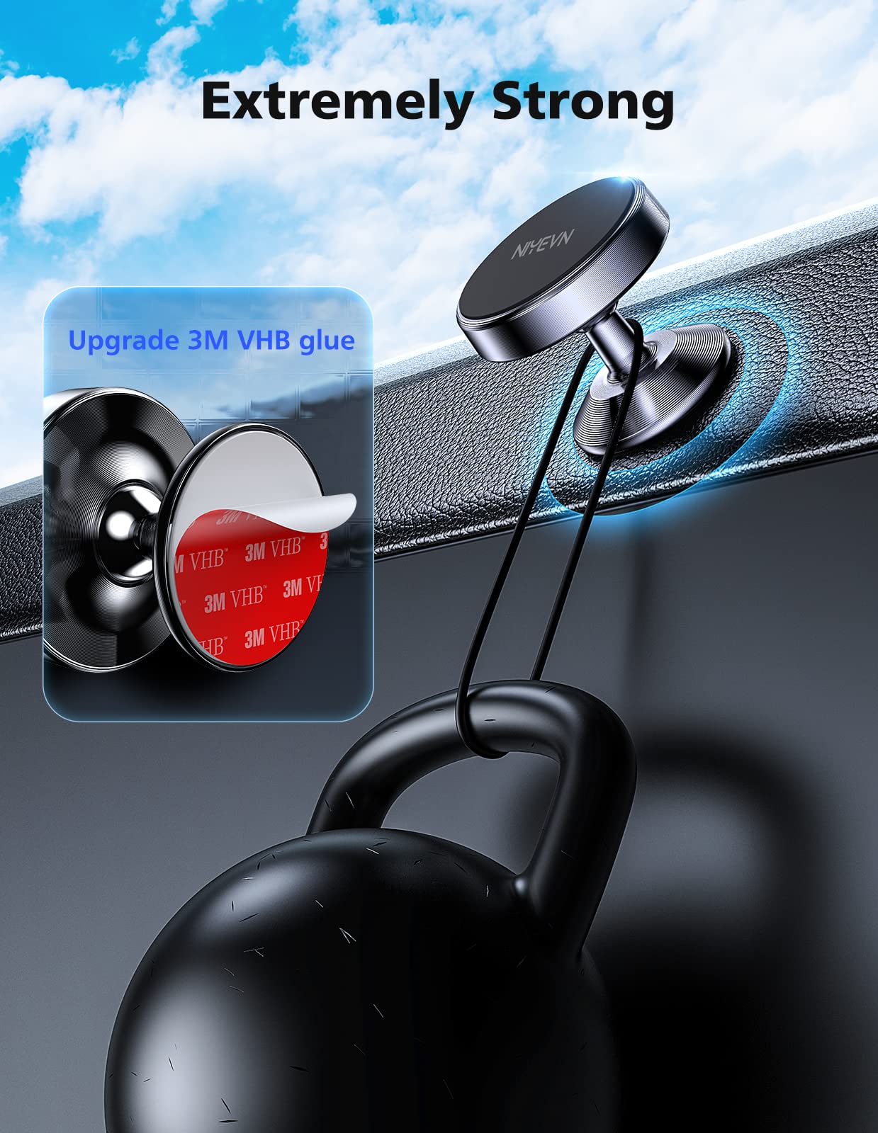 2-Pack Magnetic Phone Holder for Car - 360° Rotating Strong Magnet Universal Dashboard Mount - Hands-Free Car Phone Stand for iPhone, Samsung & GPS Devices - Perfect for Commuting, Road Trips & Navigation (Black)