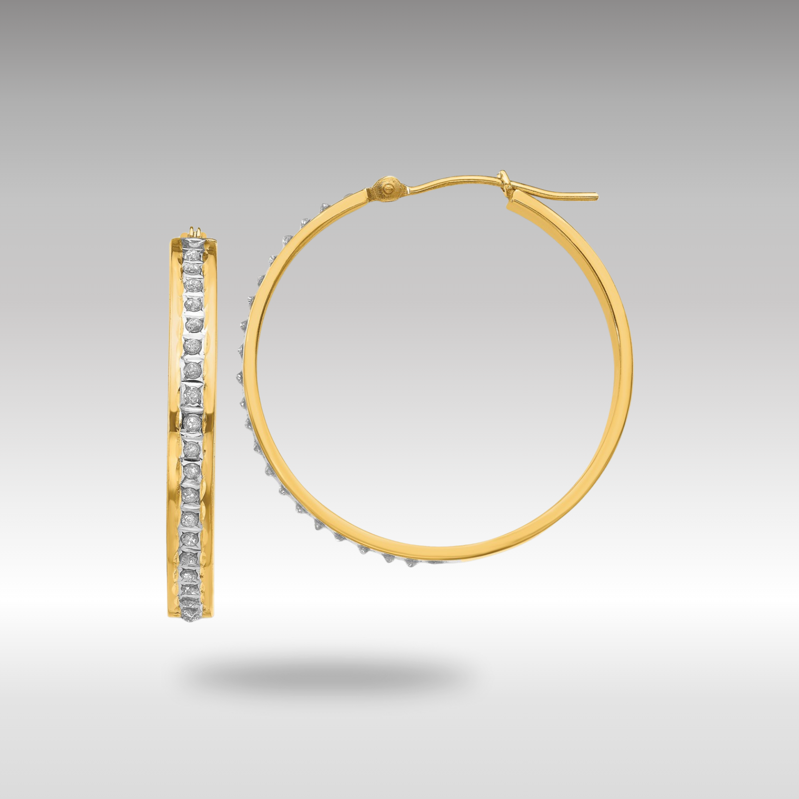 14K Gold Diamond Hinged Hoop Earrings - Round Brilliant Cut Dangle Earrings for Women, Perfect for Weddings, Parties & Everyday Elegance