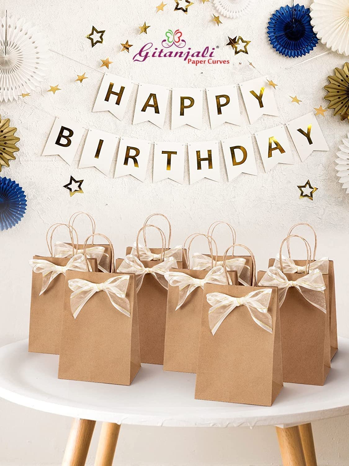 Eco-Friendly Brown Kraft Paper Gift Bags 6x8x4 Inches - 15 Pack Disposable Recycled Party Favor Goodie Bags for Birthdays, Weddings & Baby Showers - Sustainable Return Gift Packaging for Crafts & Events