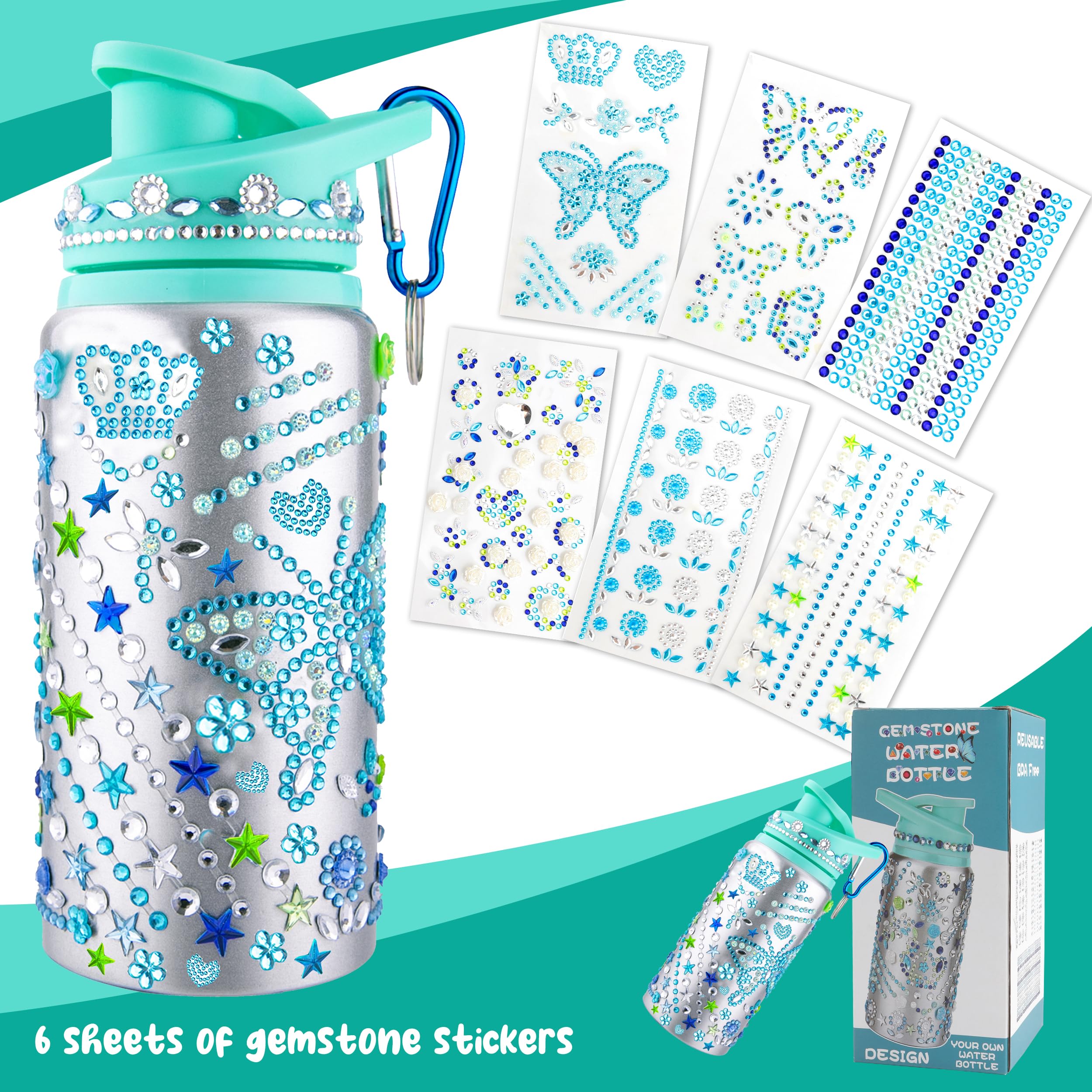 DIY Easter Basket Stuffers & Water Bottle Decorating Kit for Girls Ages 4-10 - Fun Easter Gifts & Creative Crafts for Kids, Teens - Perfect for Birthday Parties, Classroom Activities & Holiday Celebrations