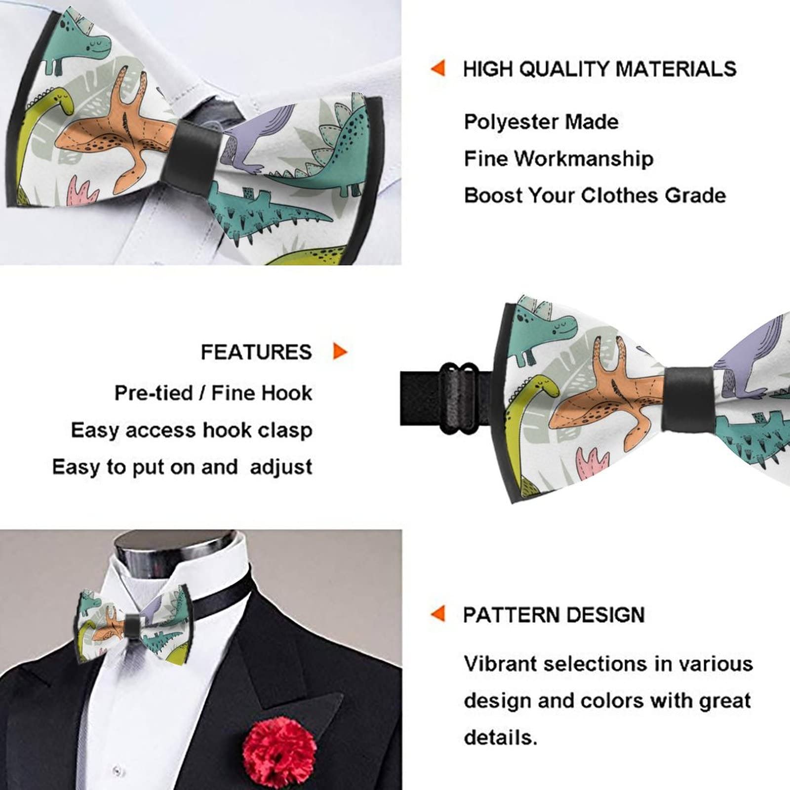 AMRANDOM Men's Pre-Tied Adjustable Bow Tie for Wedding, Prom & Formal Events | Classic Neckwear for Groomsmen, Bridal Party & Special Occasions