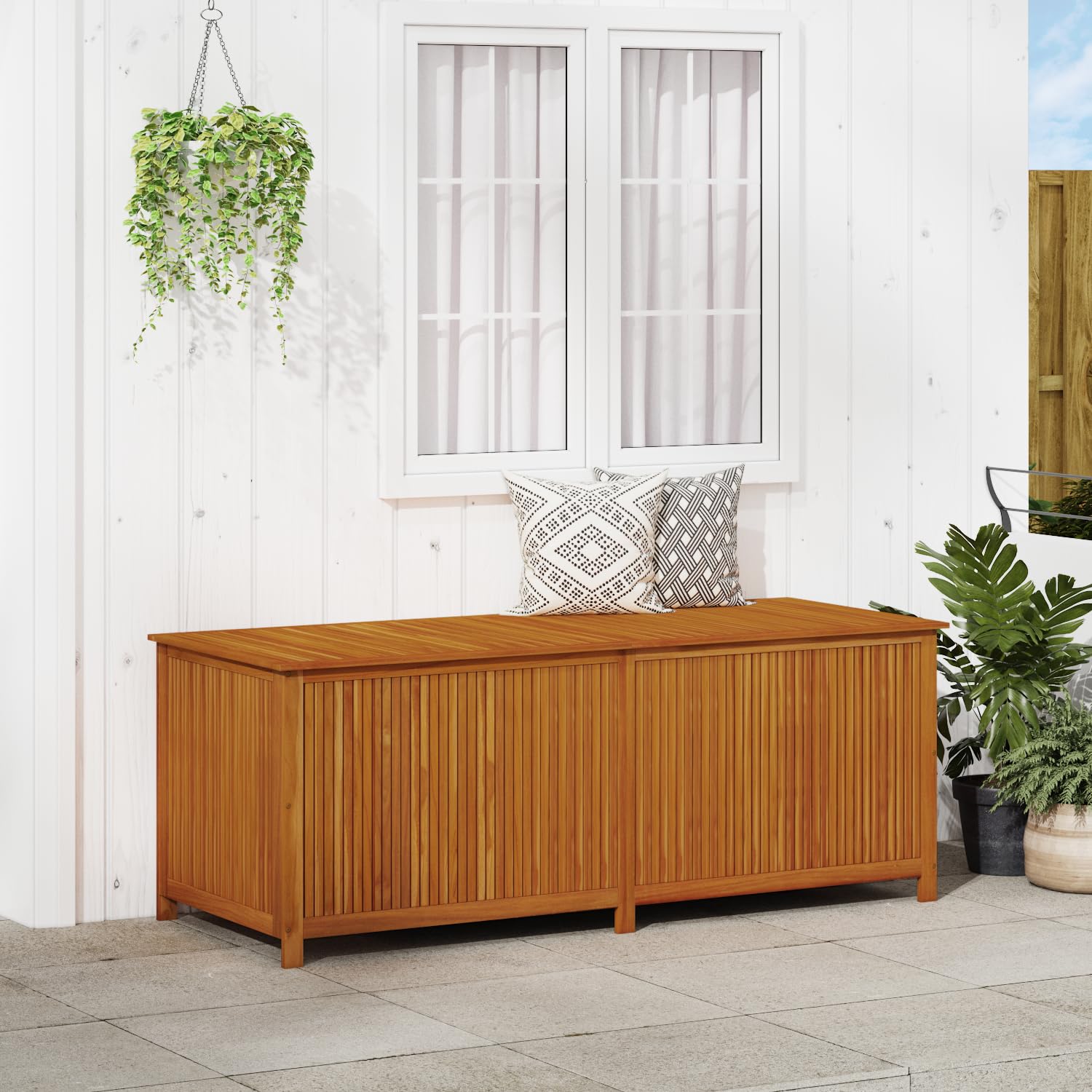 Premium Acacia Wood Outdoor Storage Box 78.7