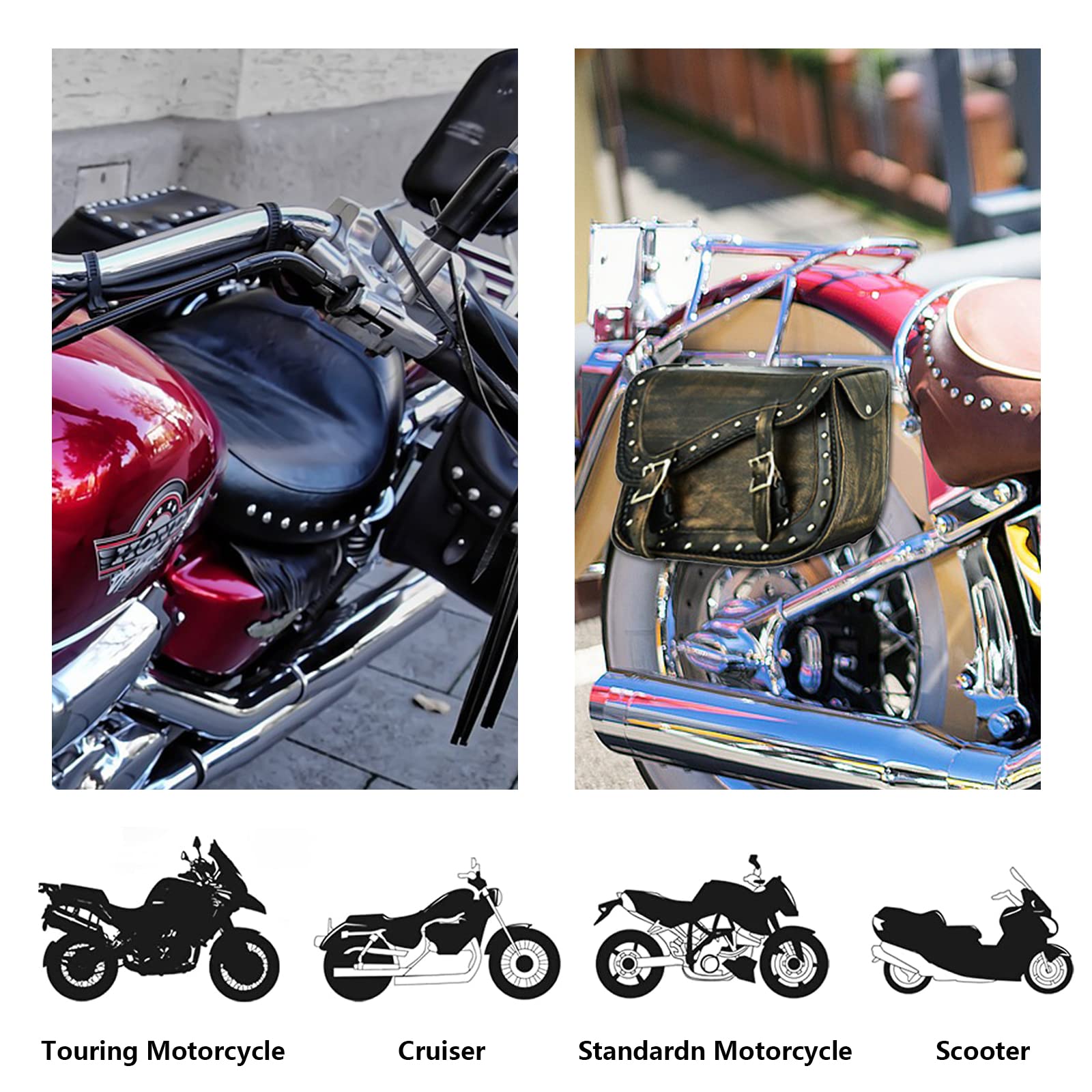 Genuine Leather Motorcycle Saddle Bags for Harley Softail, Sportster & Dyna - Waterproof Motorcycle Luggage for Touring, Cruiser & Road Trips