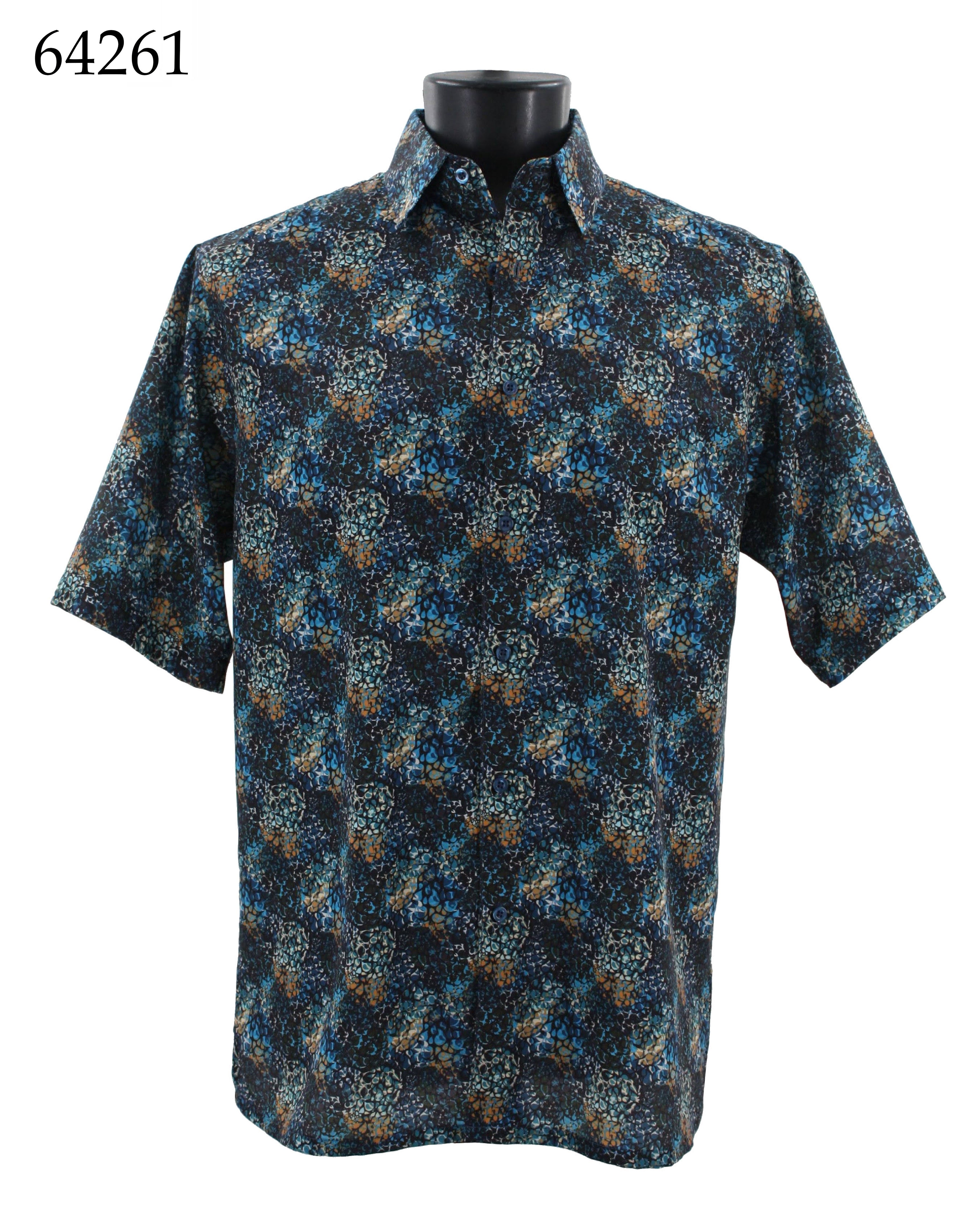 Bassiri Men's Short Sleeve Casual Shirt 64261 - Breathable Cotton Comfort Fit for Summer, Office & Outdoor Activities
