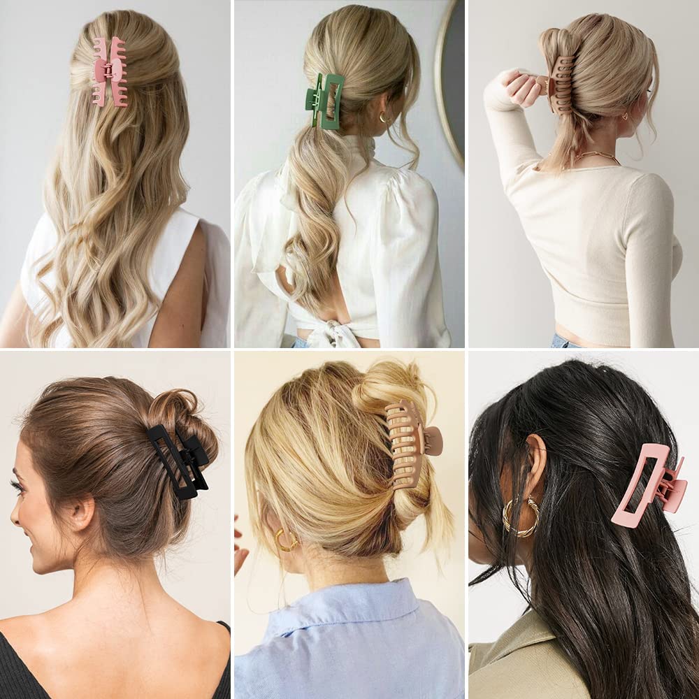 2PCS Large Hair Claw Clips for Women - 4.3 Inch Matte Hair Clips with Strong Hold, Fashion Hair Barrettes for Thick Long Heavy Hair - Perfect for Work, Gym, and Everyday Styling (Jumbo+T)