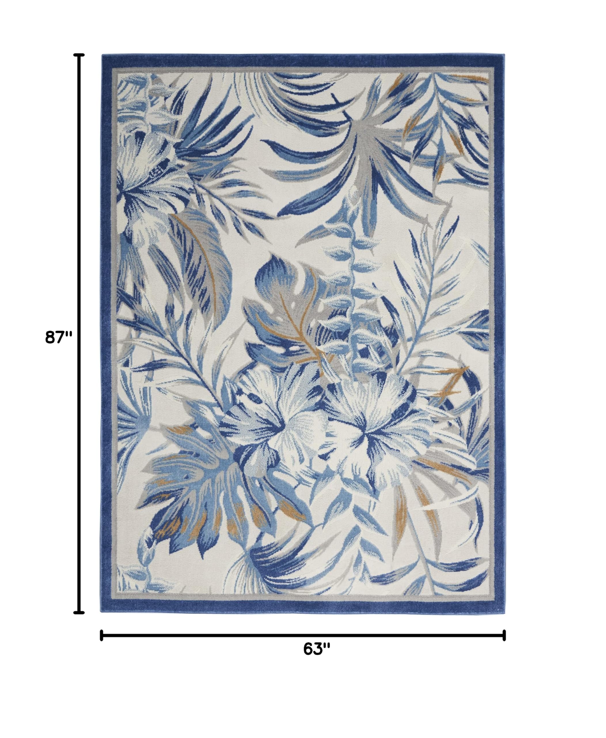 Nourison Seaside Modern Tropical Ivory Blue 5'3