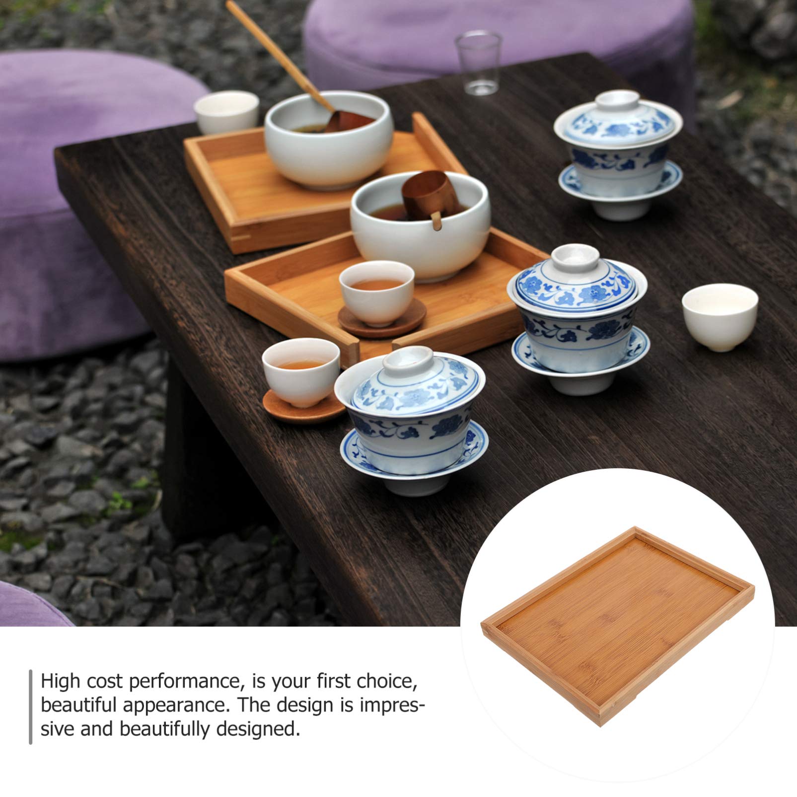 **Cabilock Bamboo Serving Tray - 1pc Natural Bamboo Platter for Food, Tea, Snacks | Eco-Friendly Home & Kitchen Serving Dish for Parties, Dining, Entertaining**