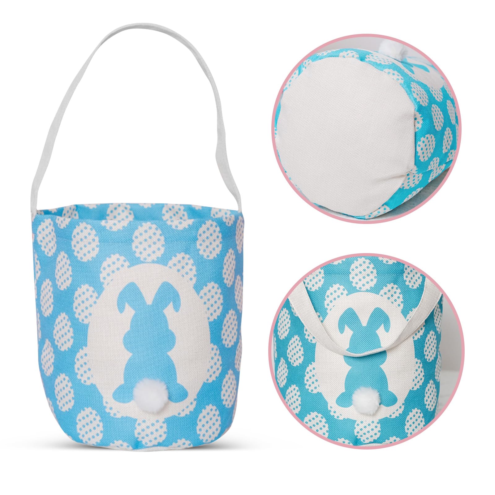 2 Pack Easter Egg Baskets for Kids - Empty Bunny Baskets with Fluffy Rabbit Tails for Easter Egg Hunt, Party Favors & Gift Bags - Perfect for Boys Girls Easter Celebrations, Egg Hunts & Spring Decorations