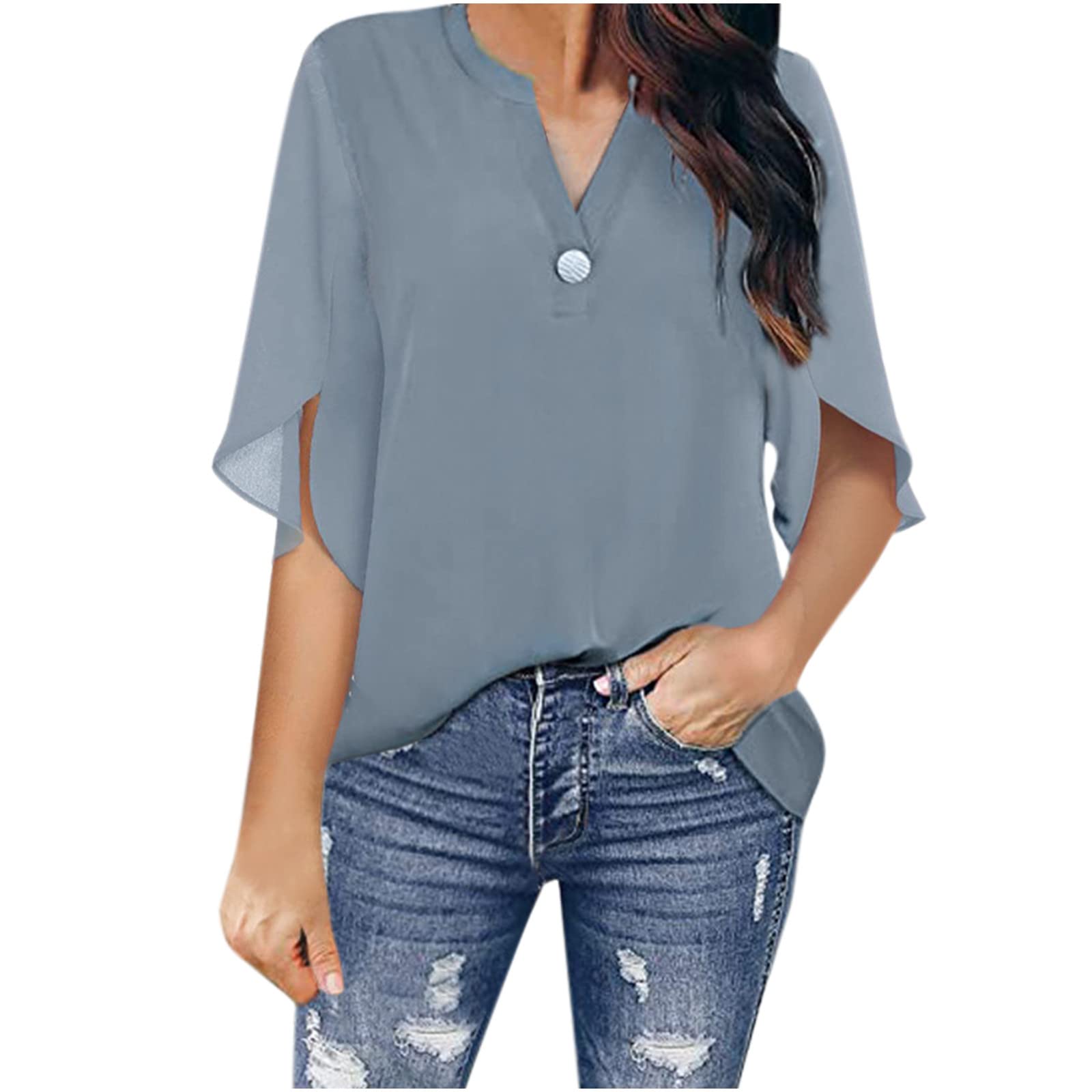 Godbay Women's Linen Button Down Shirts - Cute Casual Blouses & T-Shirts for Leggings | Perfect for Work, Travel and Everyday Wear
