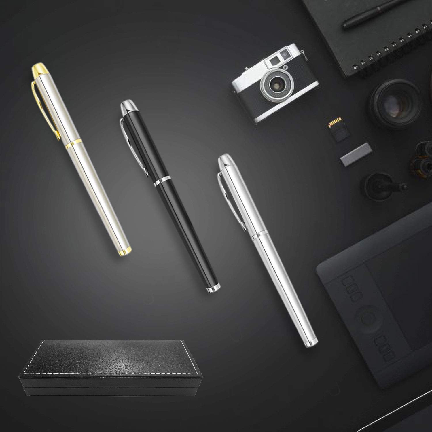 Custom Engraved Ballpoint Pen with Case - Personalized Pens for Men, Gifts for Dad, Boss, Office, Birthday & Graduation (Black Refill, Silver) - Perfect for Corporate Events, Promotions & Thoughtful Gifting