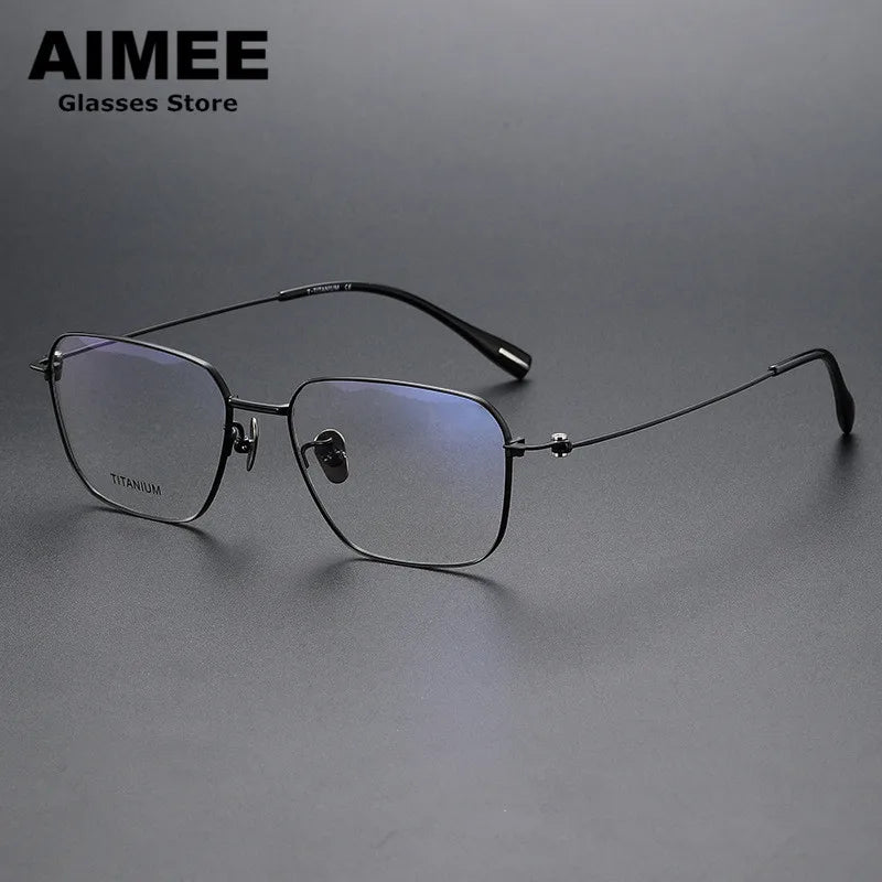Aimee Unisex Full Rim Square Polygon Titanium Eyeglasses 80914 | Lightweight Durable Frame for Men & Women | Perfect for Reading, Working & Fashion Accessories