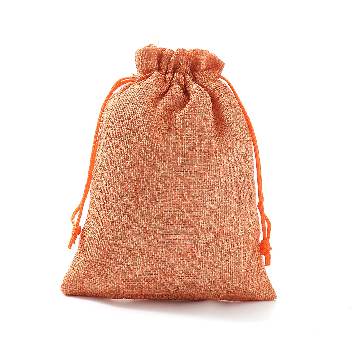 25 Natural Burlap Drawstring Bags 5x7 Inch - Orange Hessian Gift Pouches for Jewelry, Wedding Favors, Party Decor & DIY Crafts - Eco-Friendly Reusable Storage Sacks for Home, Events and Handmade Projects