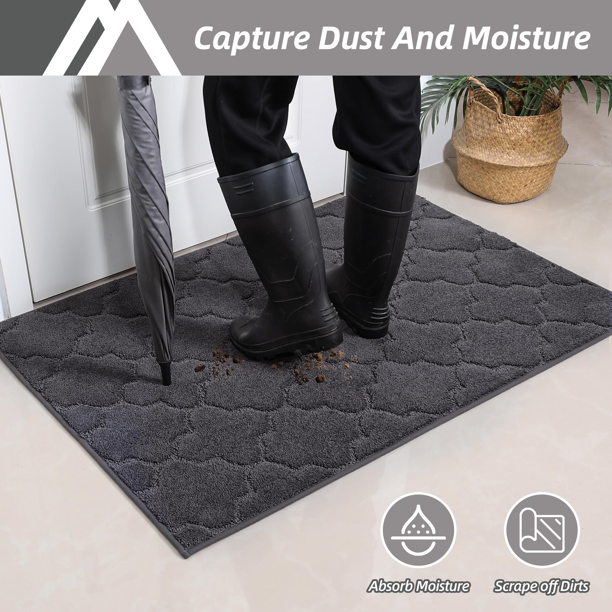 Non-Slip Washable Entryway Mat for Wet Shoes & Paws - 32