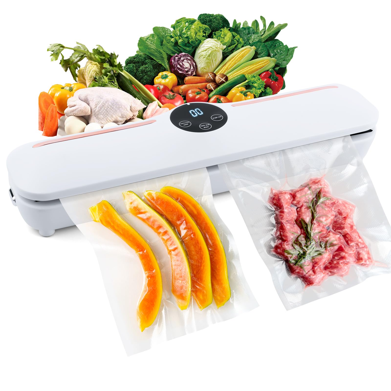 MXTIMWAN Automatic Vacuum Sealer Machine for Food - Portable Vacuum Sealer with Automatic Sealing Function - Perfect for Meal Prep, Sous Vide, and Food Storage
