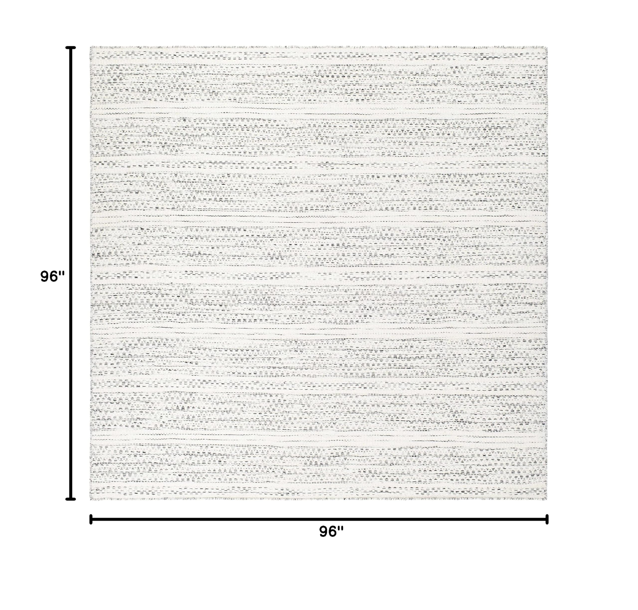 Hauteloom Williford Boho Handwoven Wool Natural Fiber Soft Area Rug - Traditional Farmhouse High Pile Braided Carpet for Living Room, Bedroom, Dining Room - Black, Cream, Beige - 8' Square - Cozy Home Decor & Boho Chic Style Accent
