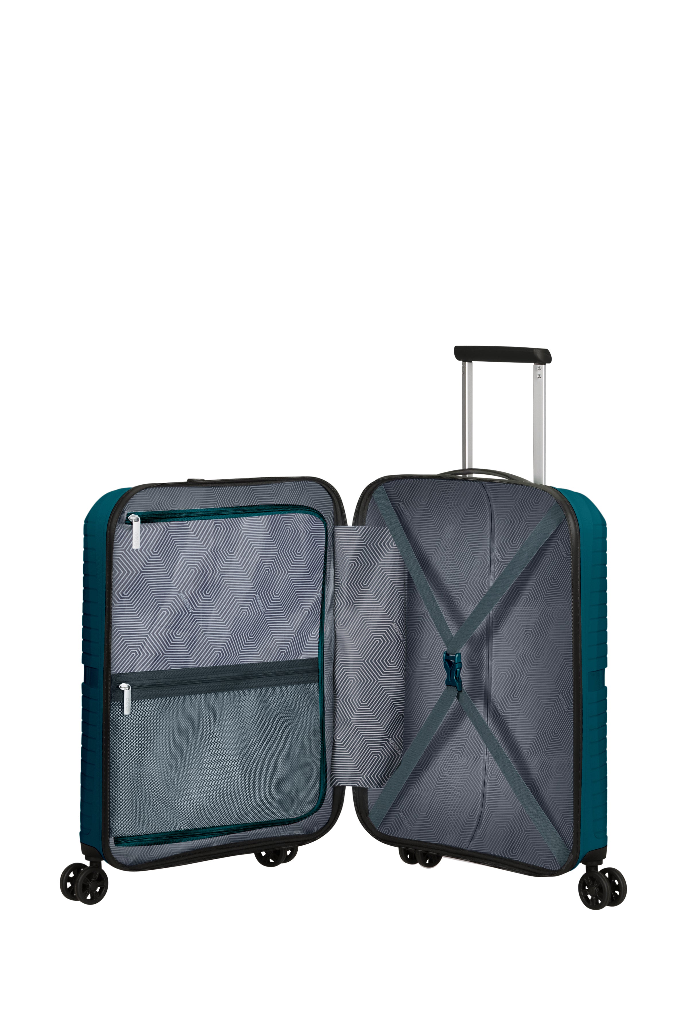 American Tourister Airconic 55cm Small Carry-On Suitcase - Lightweight Spinner Luggage with 4 Wheels, Deep Ocean Blue | Perfect for Weekend Trips & Air Travel