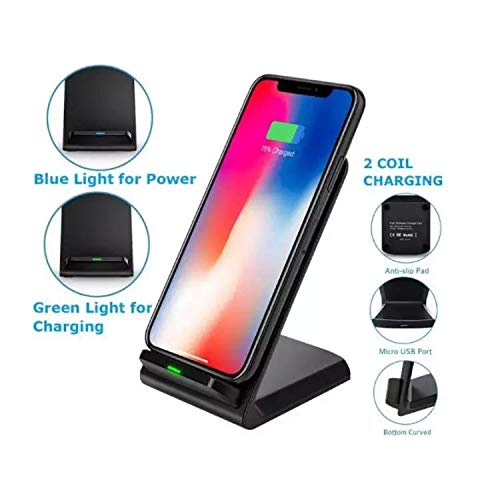 Wireless Charger Stand for Samsung Galaxy S20 Ultra 5G - Fast Qi-Certified Charging Pad, Cord-Free Convenience, Jet Black - Perfect for Home, Office and Nightstand Charging